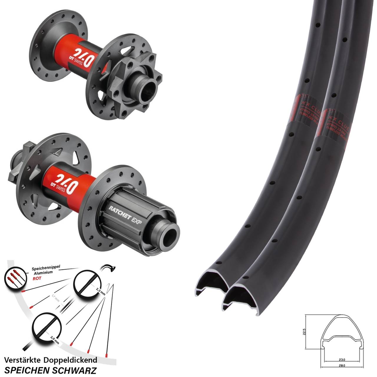 27,5 Zoll KX Clue DT Swiss 240 EXP Disc Laufradsatz 15x110 12x148 8-11 fach