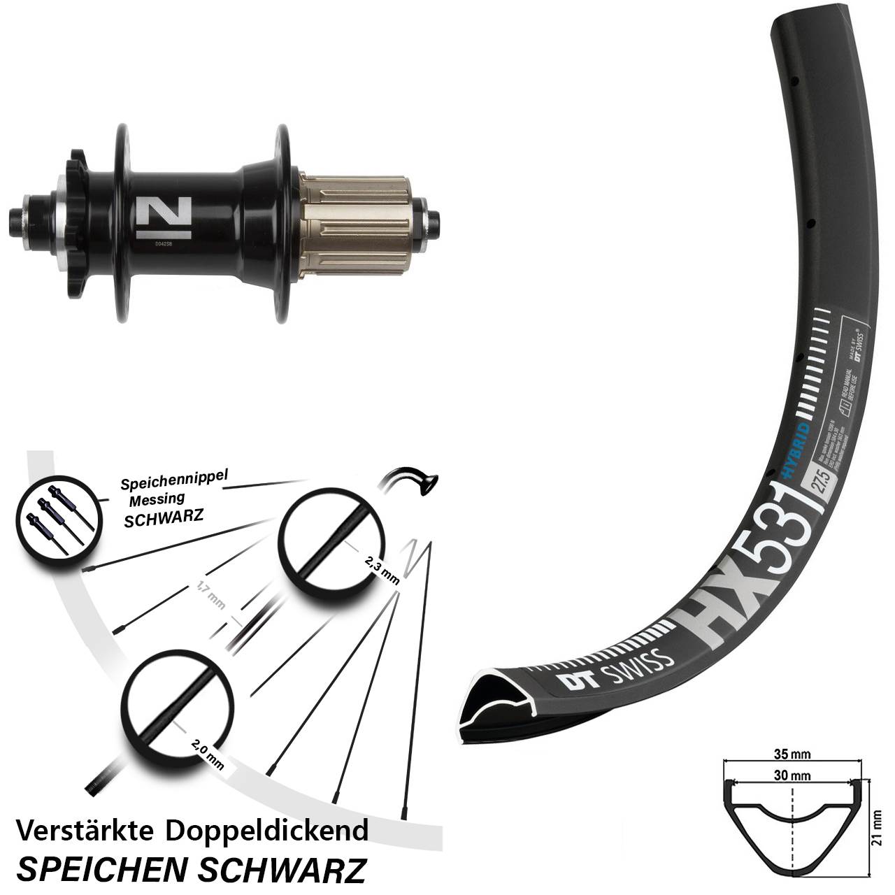 DT Swiss HX531 Novatec D042 29 Zoll Disc Hinterrad für Schnellspanner 8-11 fach HG