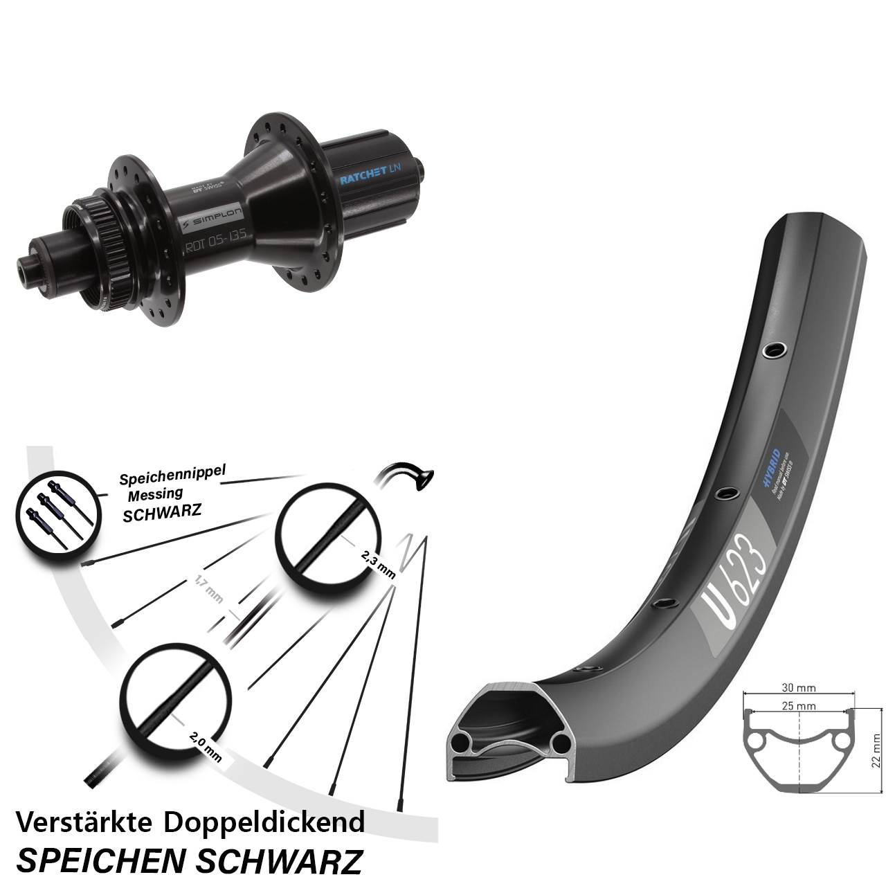 DT Swiss U 623-370 Hybrid 28 Zoll Disc Hinterrad QR 8-11 fach