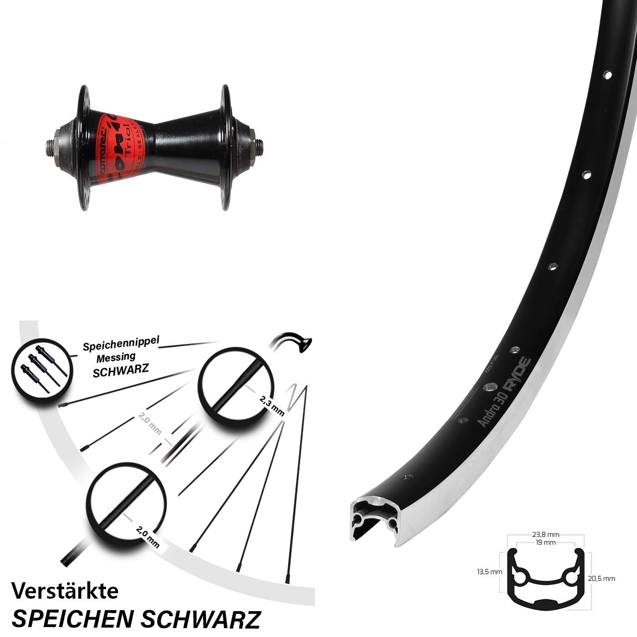 Vorderrad QR 28 Zoll Ryde Andra 30 Formula Conic