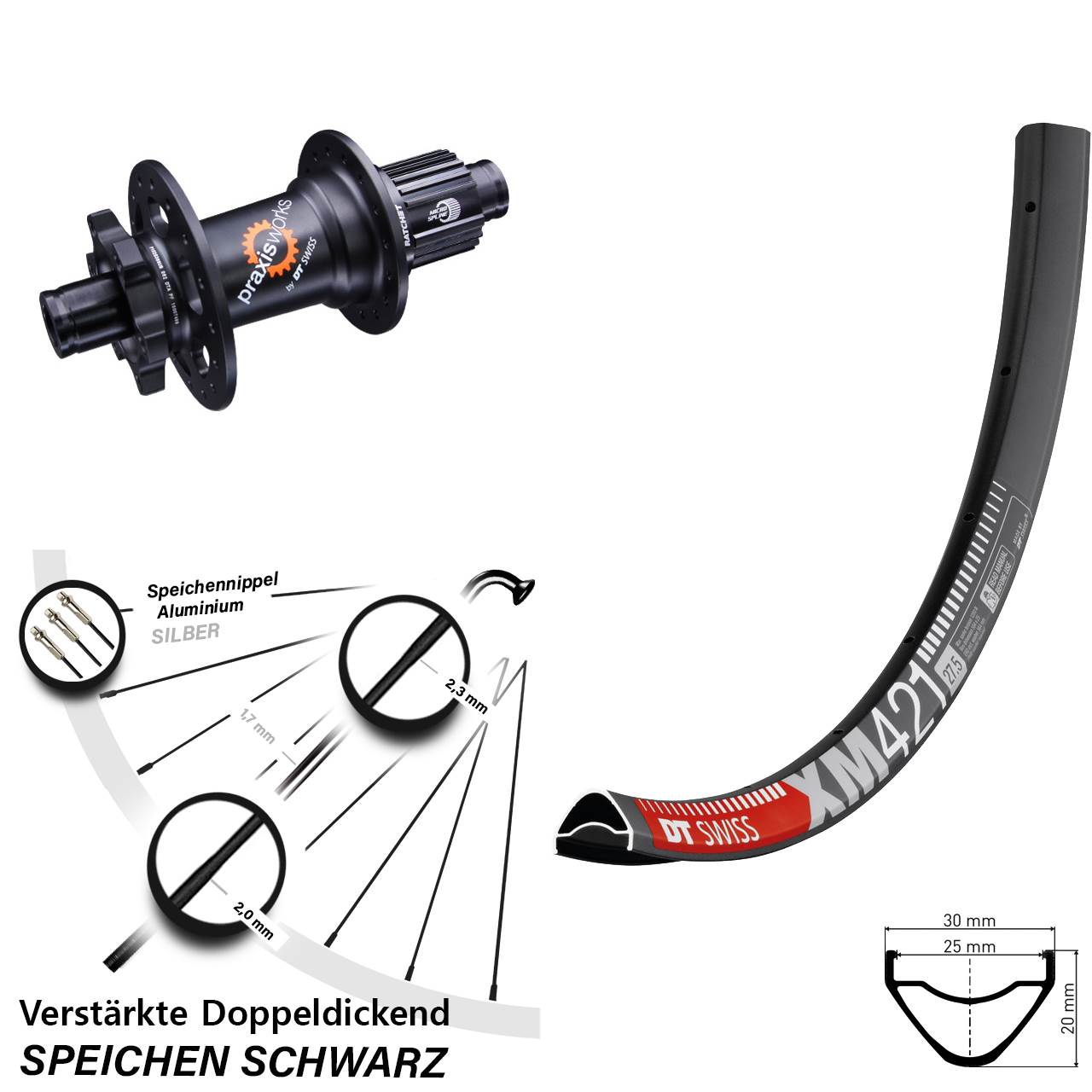 DT Swiss XM421 350 29 Zoll Disc Hinterrad 12x142 Micro Spline