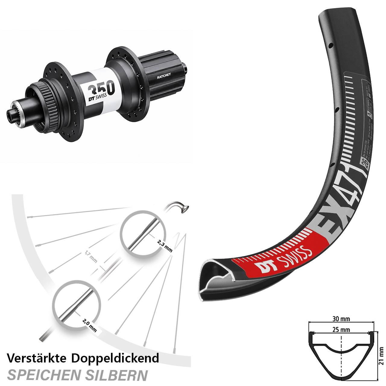 Disc Hinterrad QR 26 Zoll DT Swiss EX 471-350 8-11 fach