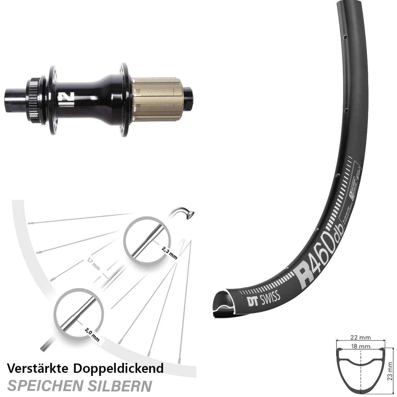 28 Zoll DT Swiss R 460 Novatec D792SB Hinterrad Centerlock 12x142 8-12 fach