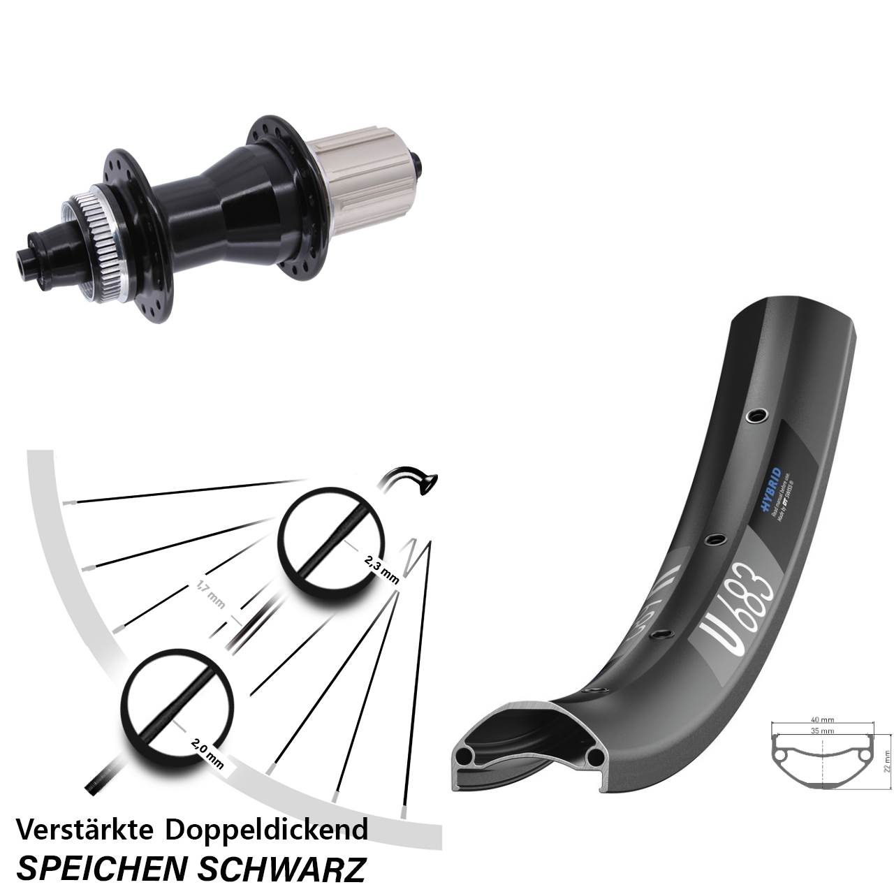 DT Swiss U683 Novatec CL-135 27,5 Zoll Disc Laufrad für Schnellspanner 8-12 fach