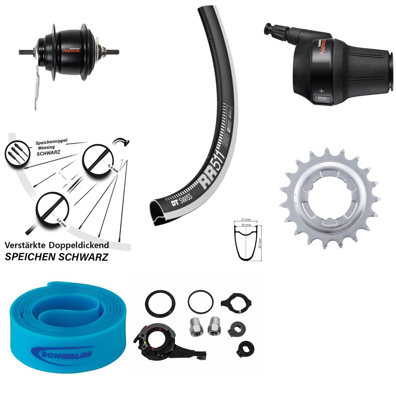 Hinterrad 28 Zoll Shimano Nexus 8 Gang DT Swiss RR-511 Rücktrittbremse