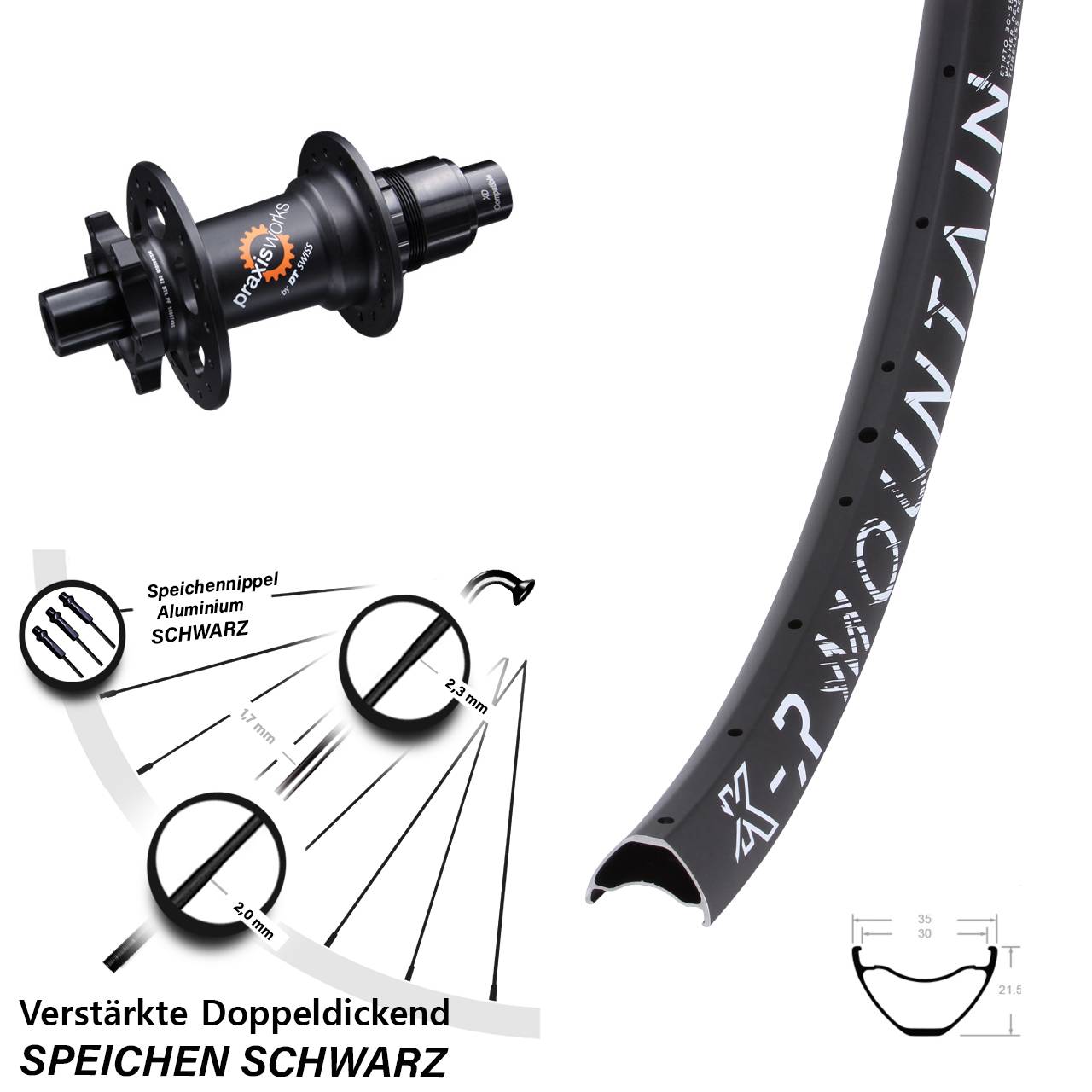 6-Loch Hinterrad 29 Zoll KX-R Mountain DT Swiss 350 SL XD 12x142