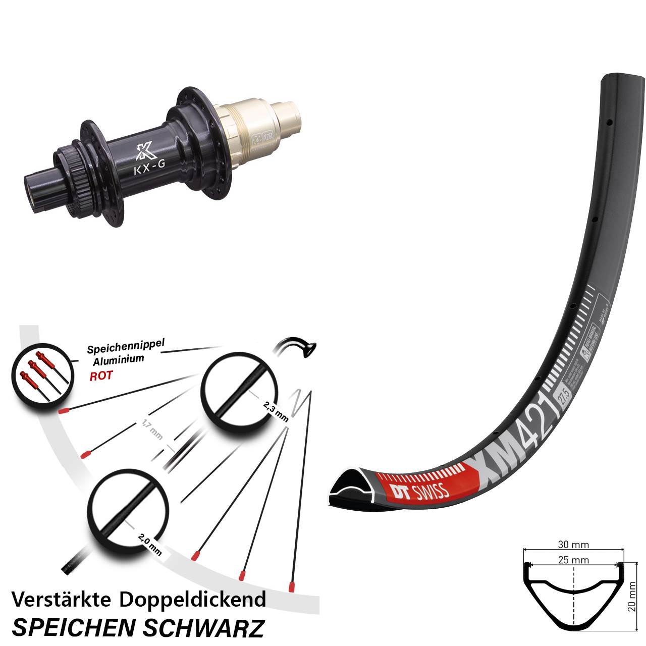 Disc Hinterrad 650B DT Swiss XM421 KX-G SRAM XDR 12x142