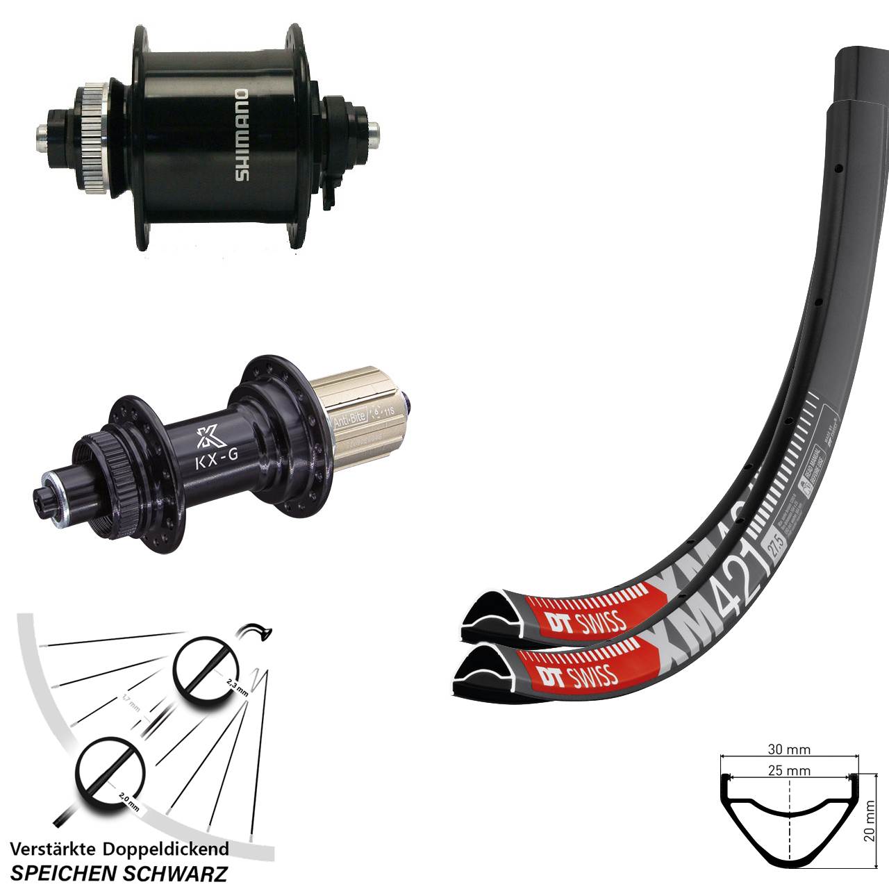 DT Swiss XM421 KX-G Shimano DH-UR700 29 Zoll Centerlock Laufradsatz QR 8-12 fach HG