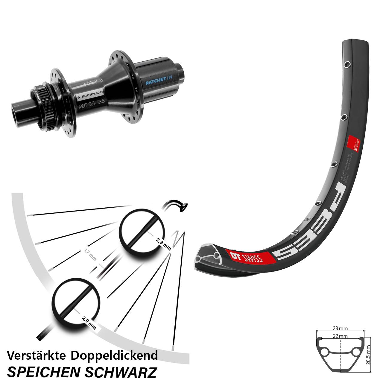 DT Swiss 533d-370 Hybrid 26 Zoll Centerlock Hinterrad 12x142 8-11 fach HG
