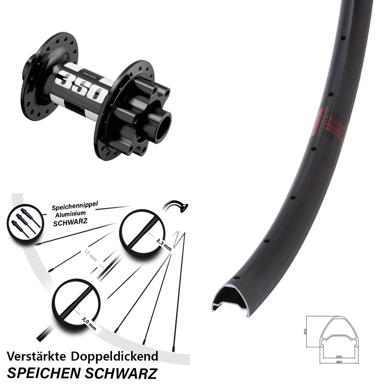 28 Zoll KX Clue DT Swiss 350 Disc Laufrad 15x110 Boost