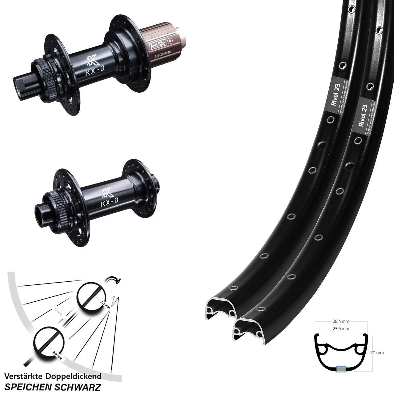 Ryde Rival 23 KX-B 27,5 Zoll Centerlock Laufradsatz 15x110 12x148 8-12 fach