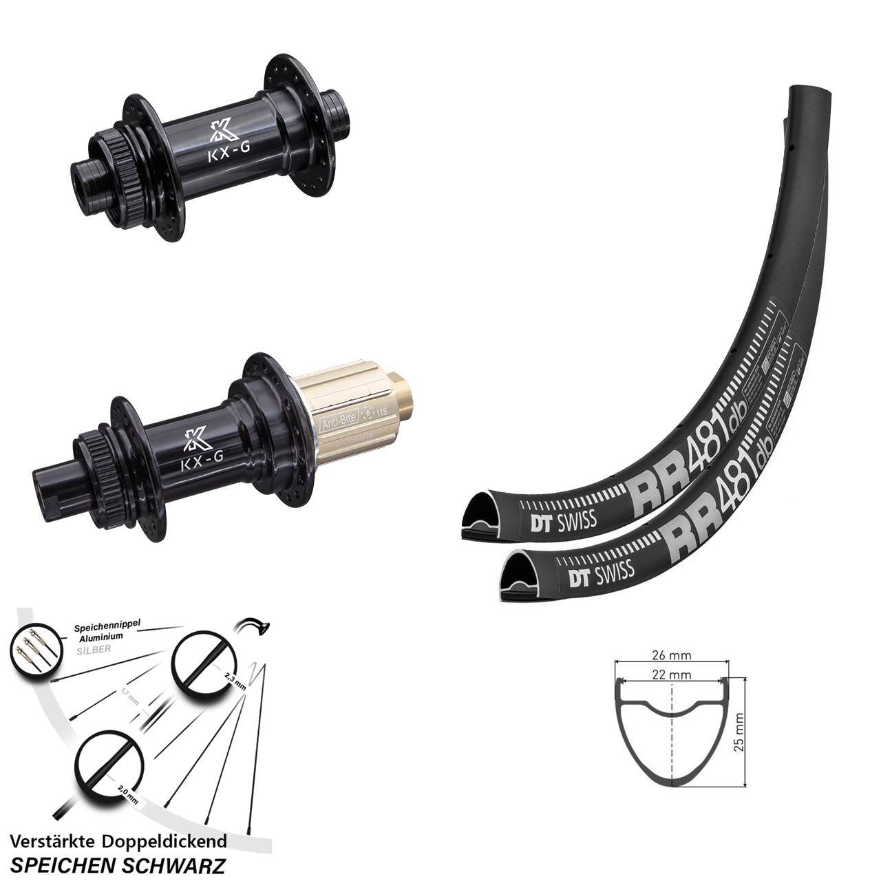 Centerlock Laufradsatz 28 Zoll DT Swiss RR 481 KX-G 8-12 fach 15x100 12x142