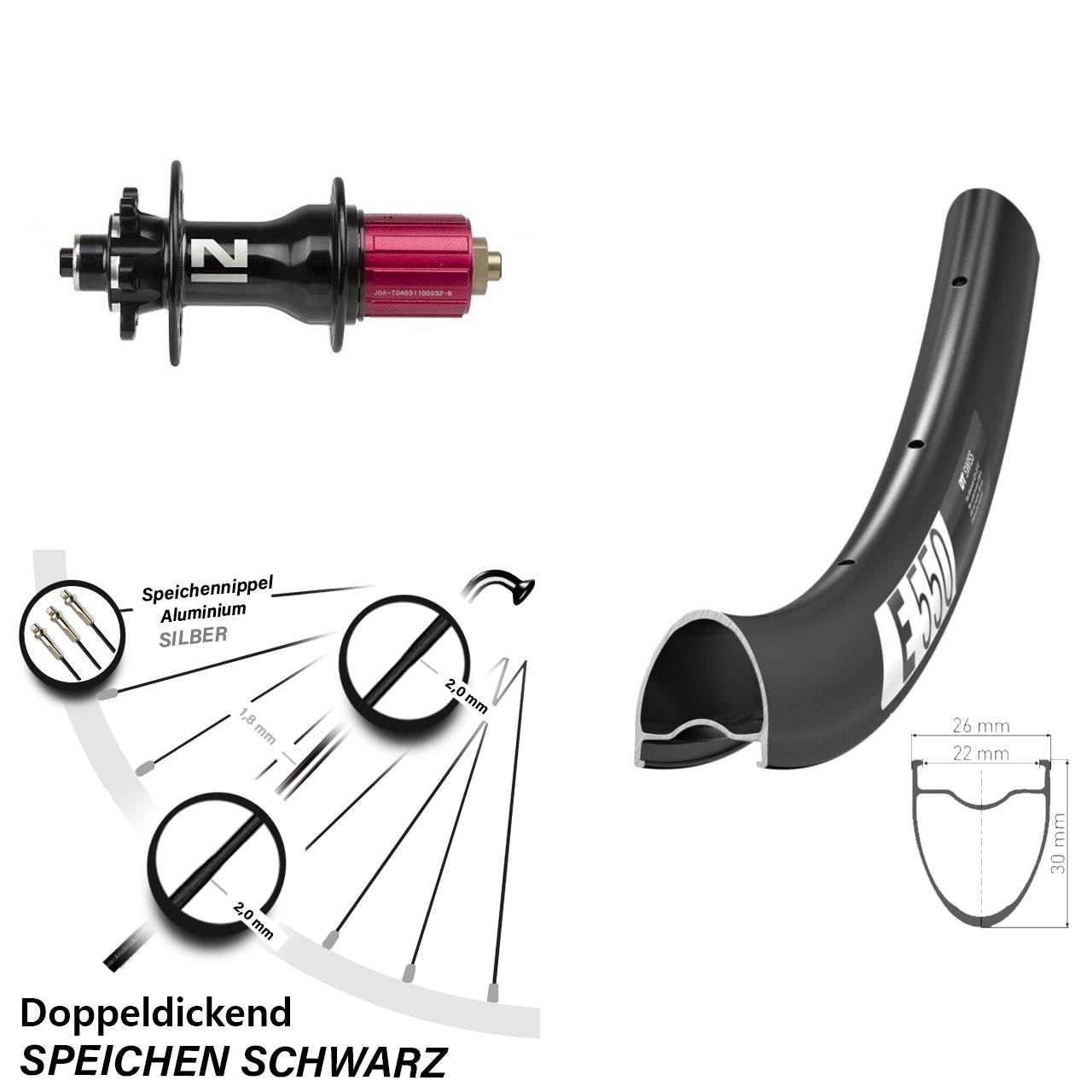 6-Loch Hinterrad QR 28 Zoll DT Swiss E 550 Novatec Superlight 8-12 fach