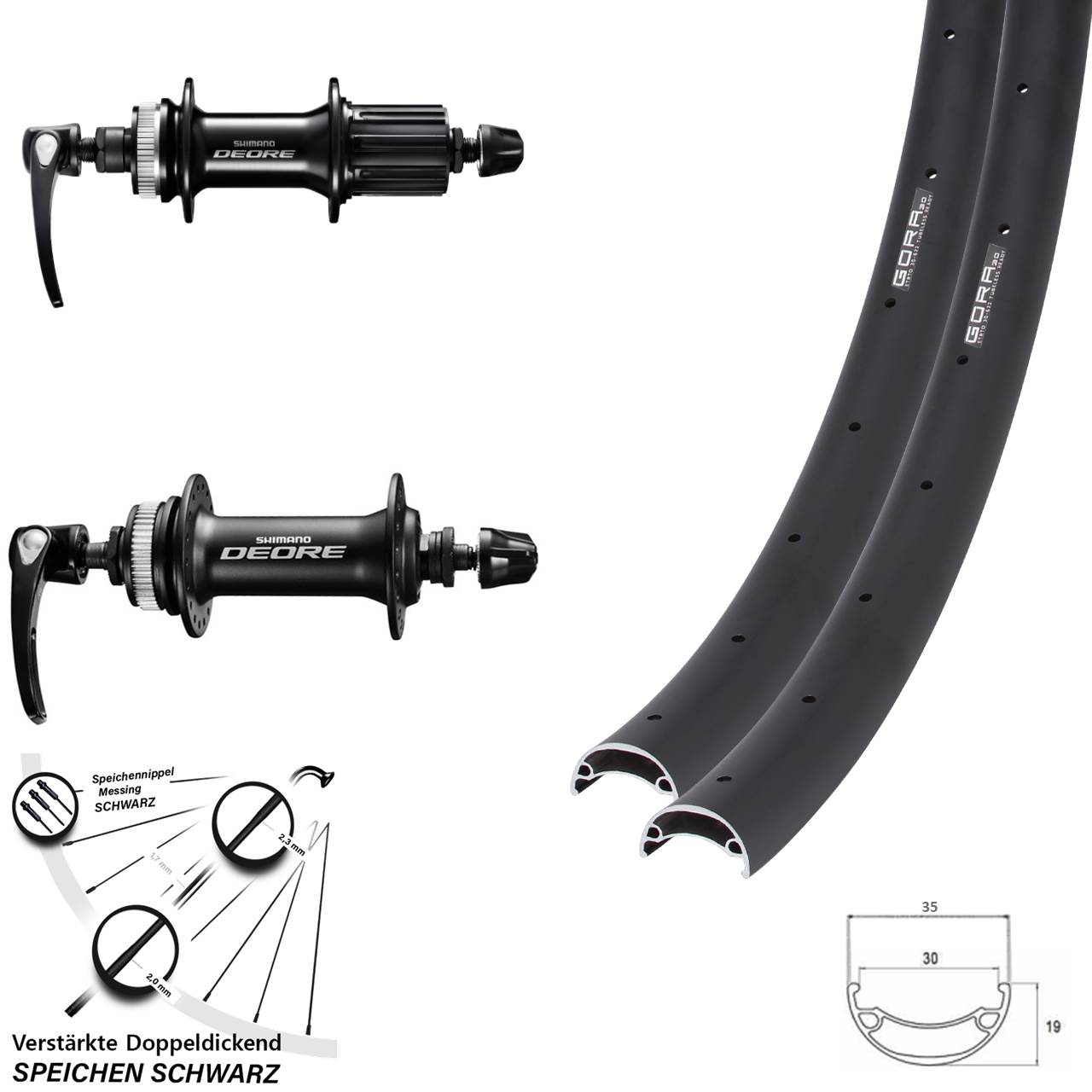 Gora 30 Shimano Deore 29 Zoll Disc Laufrad-Satz QR 8-11 fach
