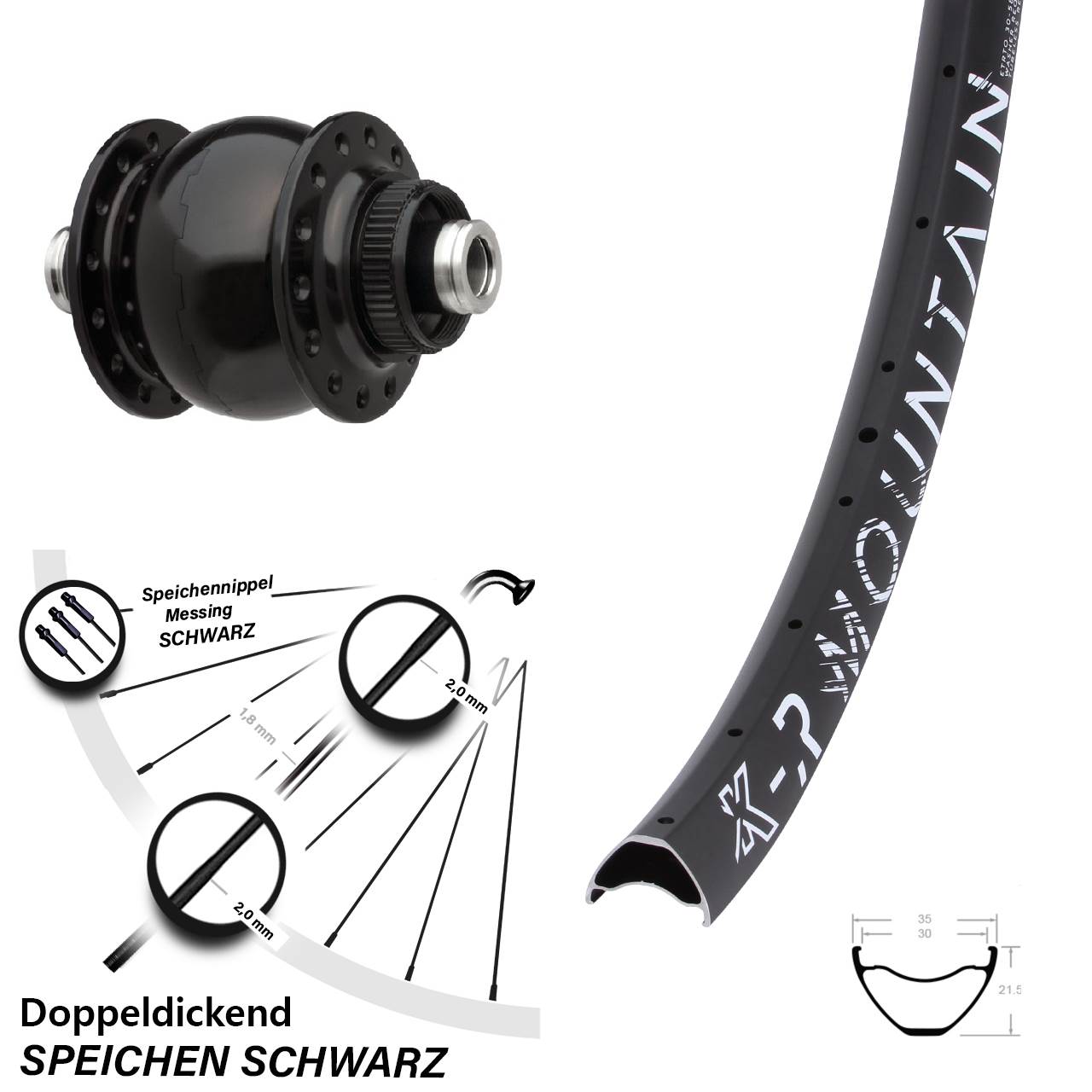 29 Zoll KX-R Mountain SON delux Centerlock Vorderrad mit Nabendynamo 12x100