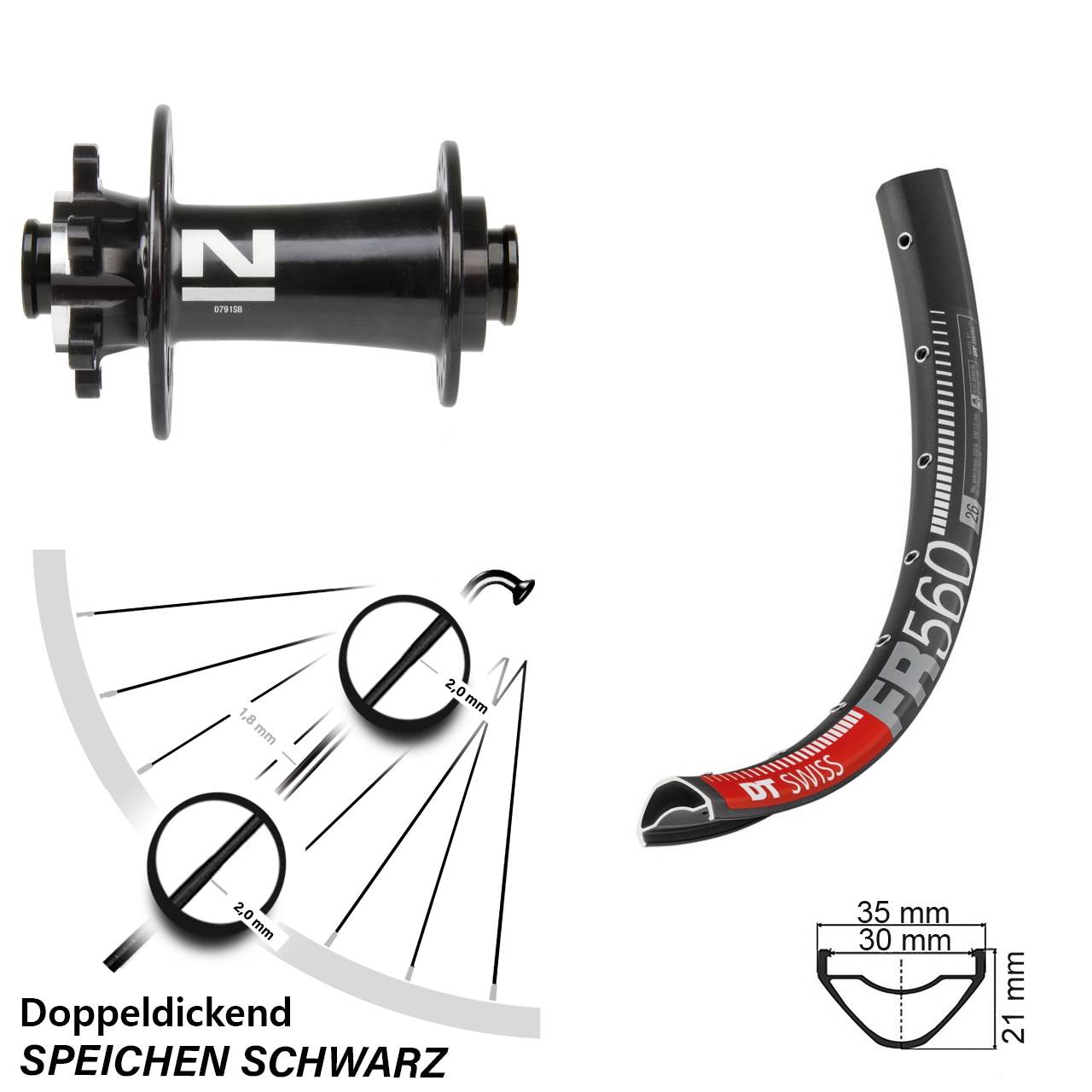 DT Swiss FR560 Novatec D791 26 Zoll Disc Laufrad 15x100