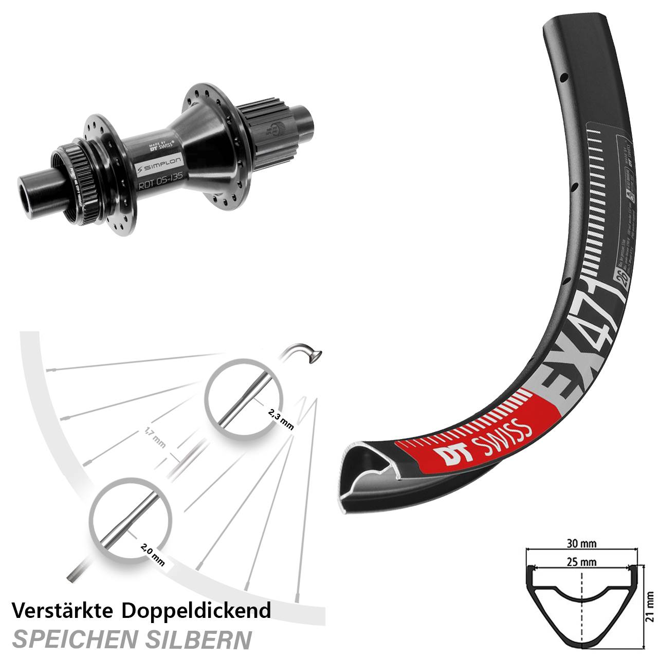 Centerlock Hinterrad 12x142 26 Zoll DT Swiss EX 471 DT Swiss 370 Hybrid Micro Spline