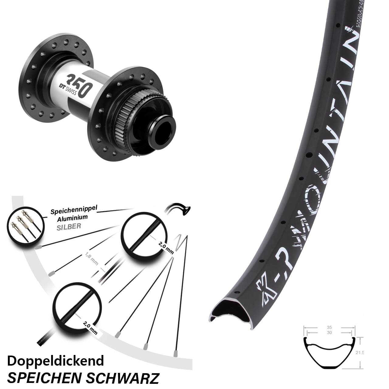27,5 Zoll KX-R Mountain DT Swiss 350 Disc Vorderrad 12x100