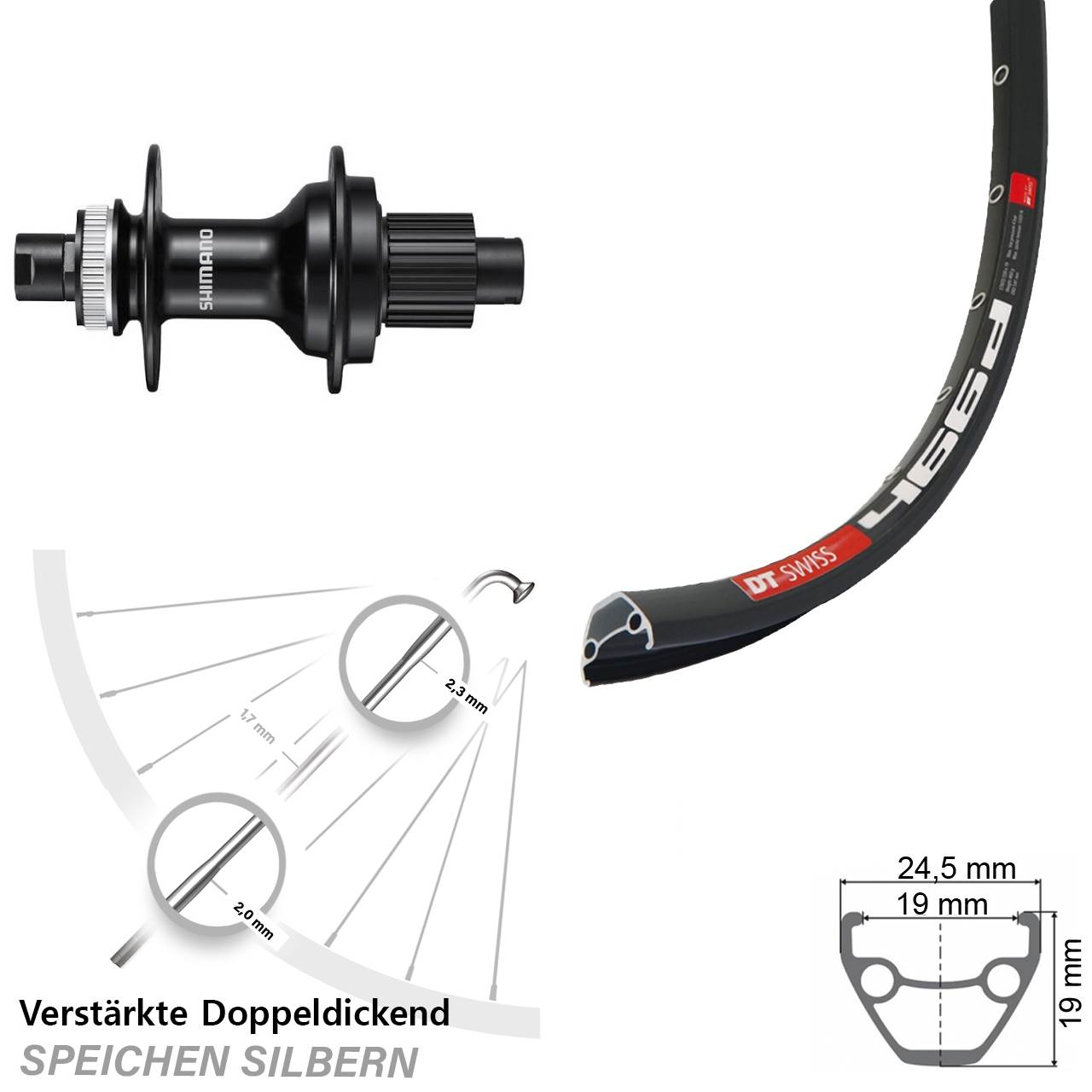 Disc Laufrad 12x142 28-29 Zoll DT Swiss 466d Shimano FH-MT510 Shimano Micro Spline