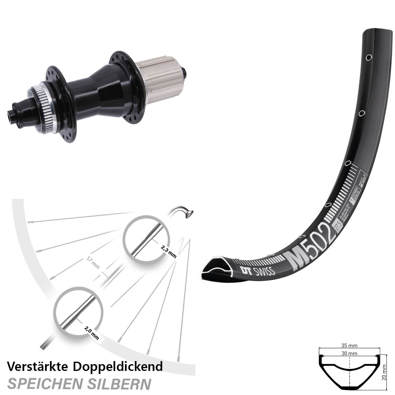 DT Swiss M502 Novatec CL-135 29 Zoll Centerlock Hinterrad für Schnellspanner 8-12 fach HG