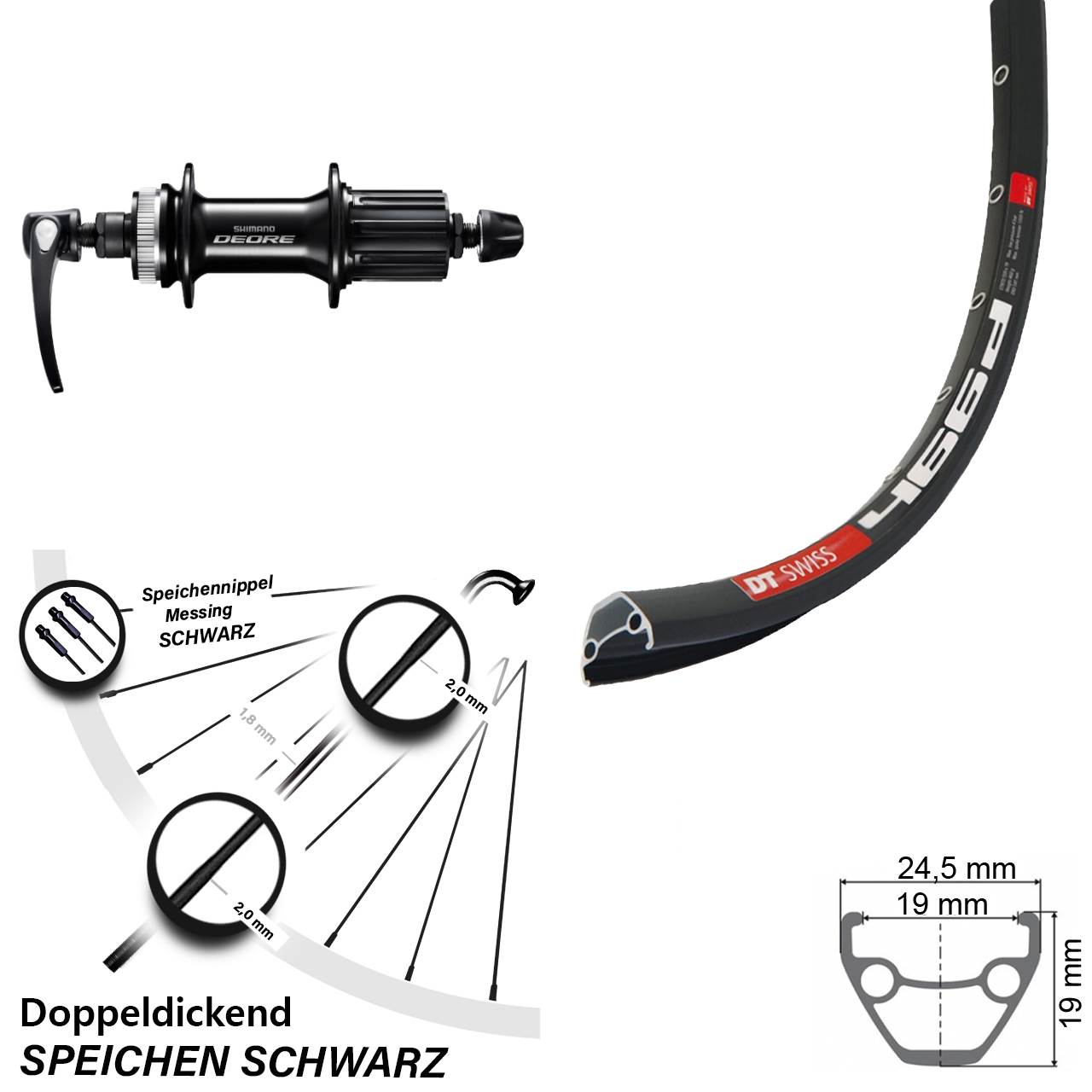 Disc Laufrad 28-29 Zoll DT Swiss 466 Shimano Deore FH-M6000 8-11 fach QR