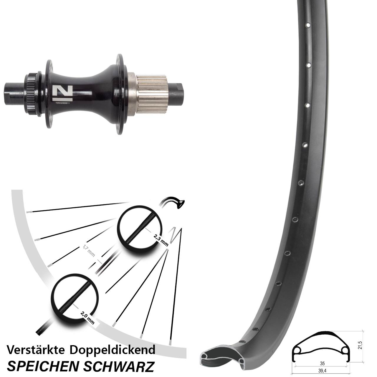 Ambrosio E35 Novatec D462 27,5 Zoll Disc Hinterrad 12x148 Micro Spline