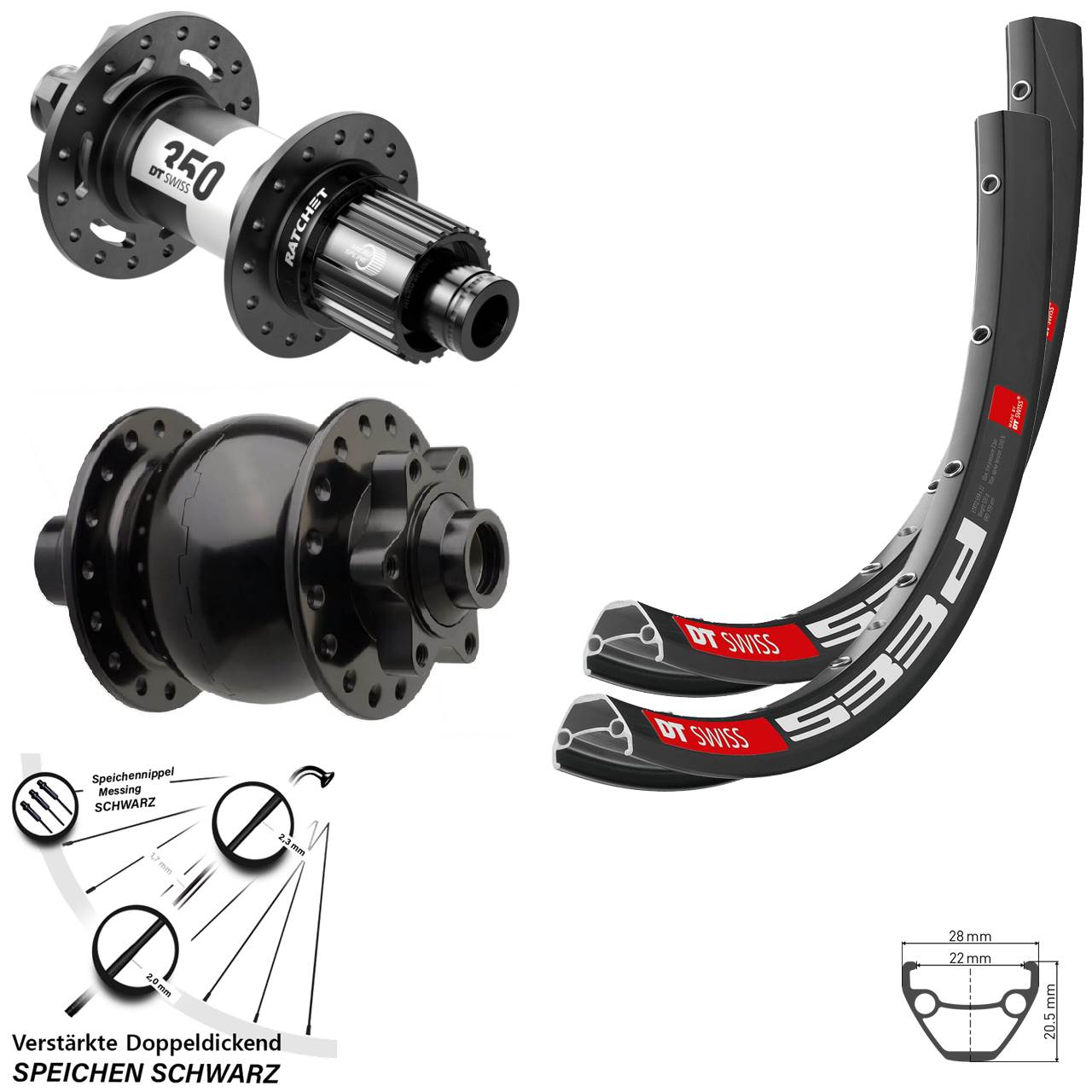 Laufradsatz 6-Loch 15x110 12x148 29 Zoll DT Swiss 533 D 350 Ratchet 36 SON 28 Micro S