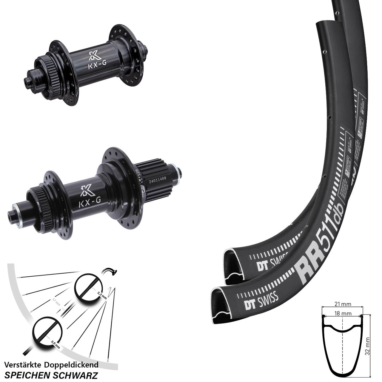 Laufradsatz Centerlock für Schnellspanner 28 Zoll DT Swiss RR511 KX-G Micro Spline