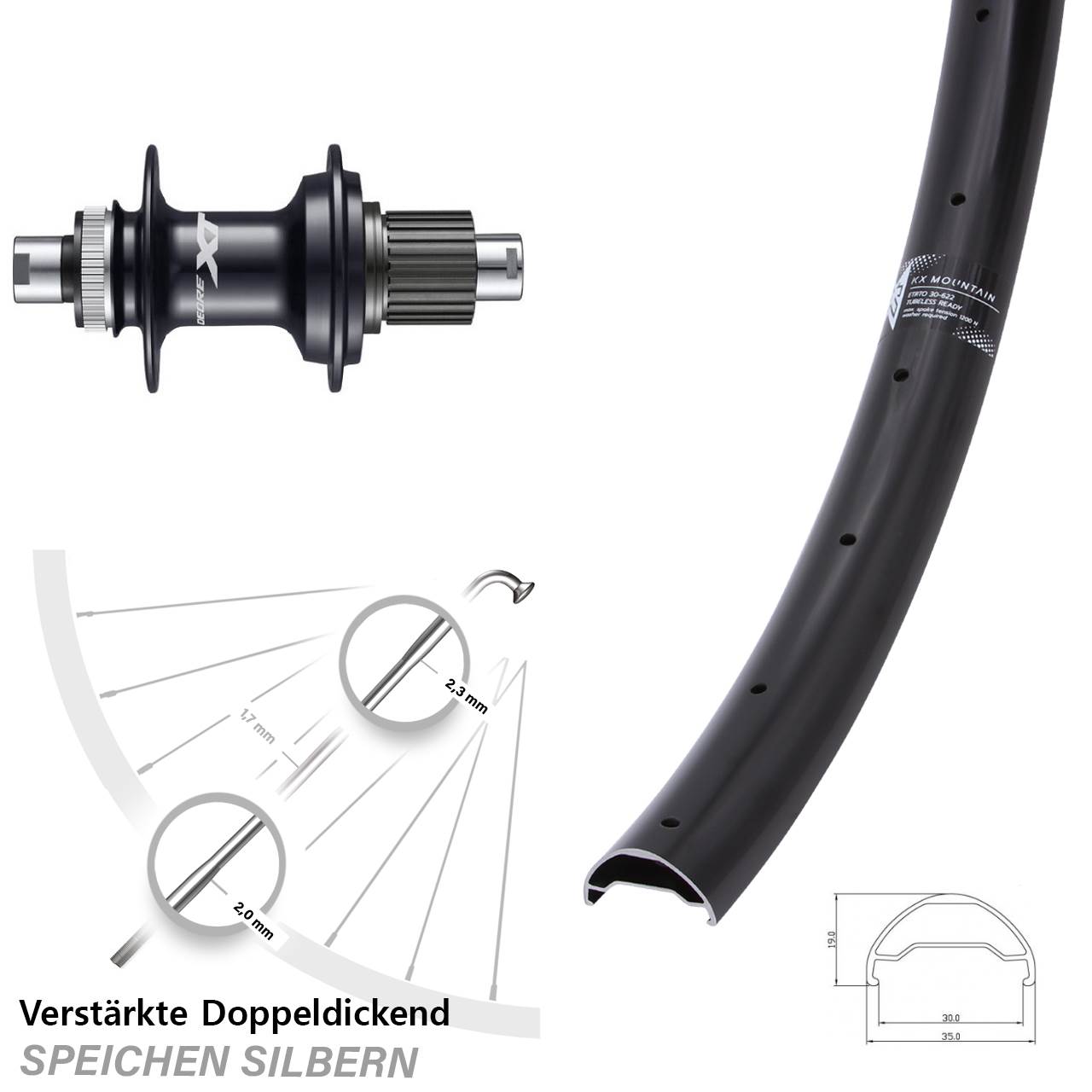 Hinterrad Centerlock 29 Zoll KX Mountain TR Shimano FH-M8110 Shimano Micro Spline 12x142