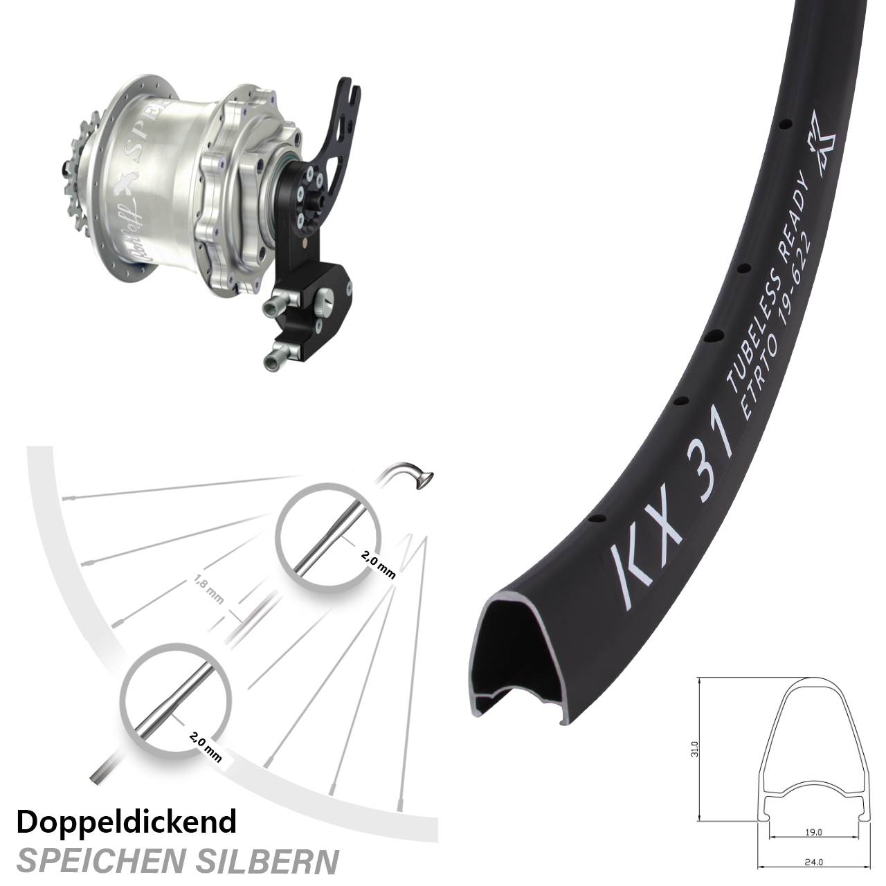 KX 31 Rohloff Speedhub 500/14 CC DB PM 28 Zoll Disc Laufrad