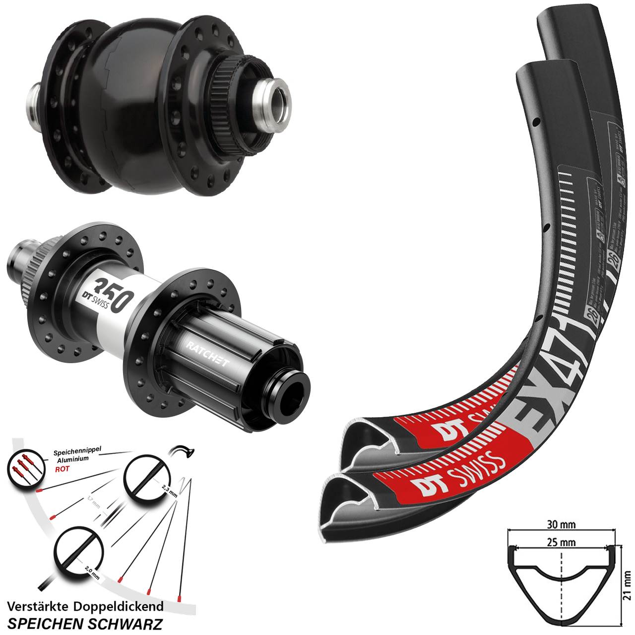 29 Zoll DT Swiss EX471 SON delux 350 HG Centerlock Laufradsatz 12x100/142