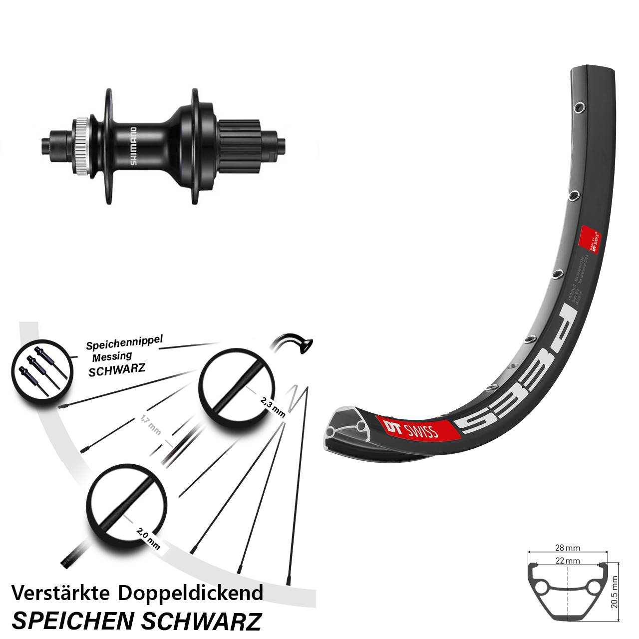 DT Swiss 533 D Shimano FH-MT500 27,5 Zoll Hinterrad Centerlock Micro Spline