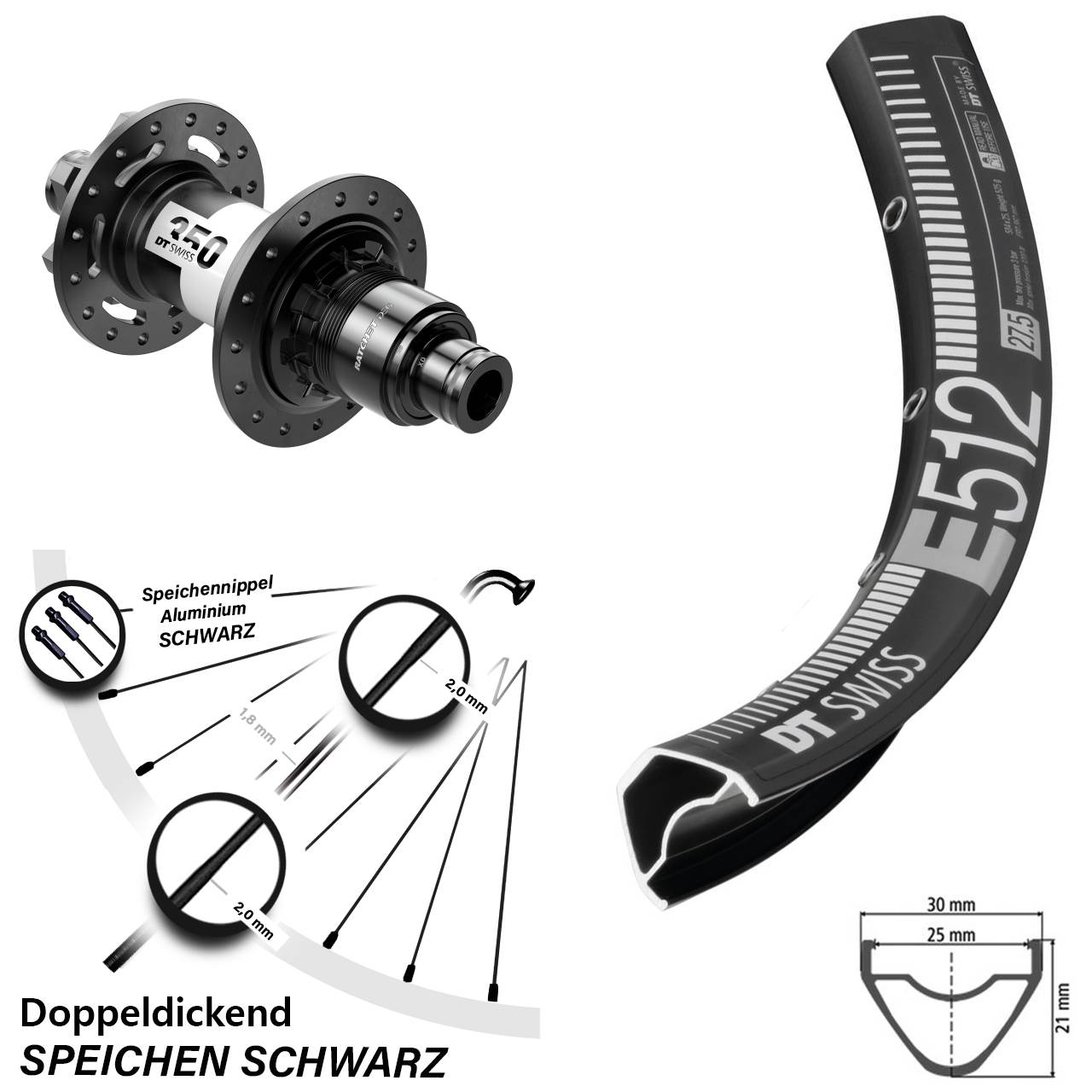 29 Zoll DT Swiss E512-350 DEG72 Disc Laufrad 12x148 XD