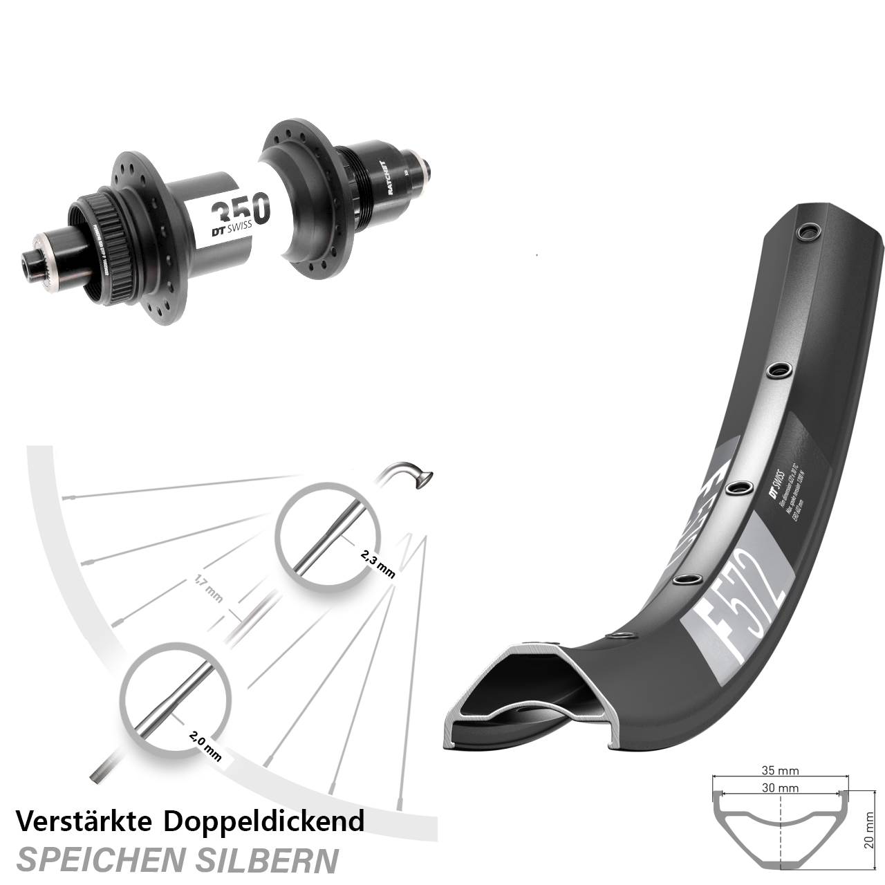 Centerlock Hinterrad für Schnellspanner 29 Zoll DT Swiss F 572 350 XD