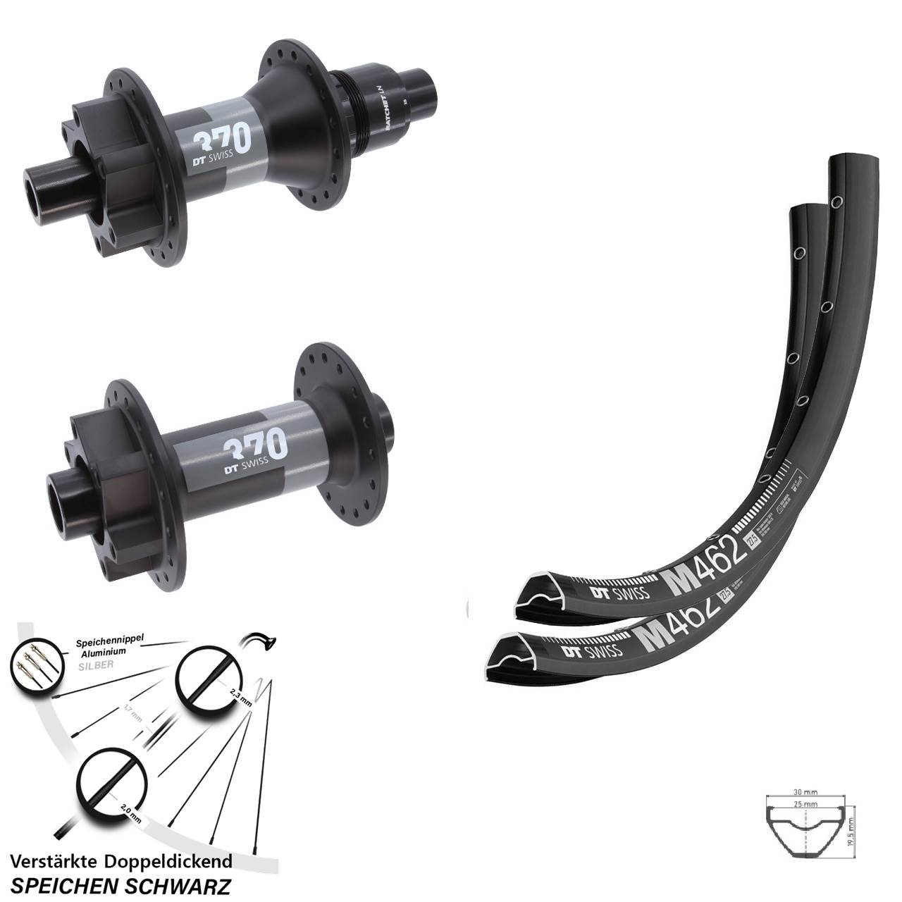 Disc 29 Zoll Laufradsatz DT Swiss M 462-370 XD 15x110 12x148 Boost