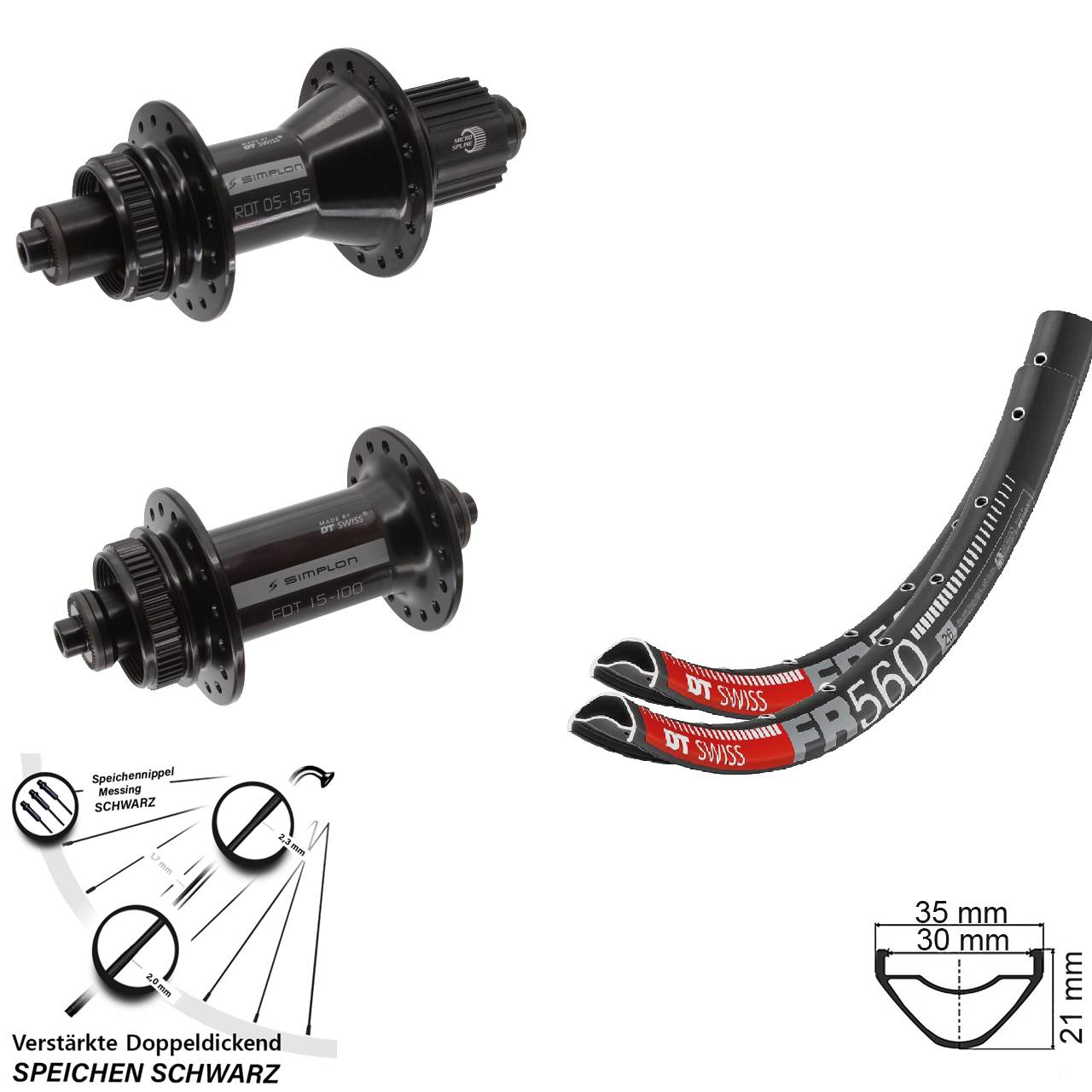 26 Zoll DT Swiss FR560 370 Hybrid Centerlock Laufradsatz QR Micro Spline