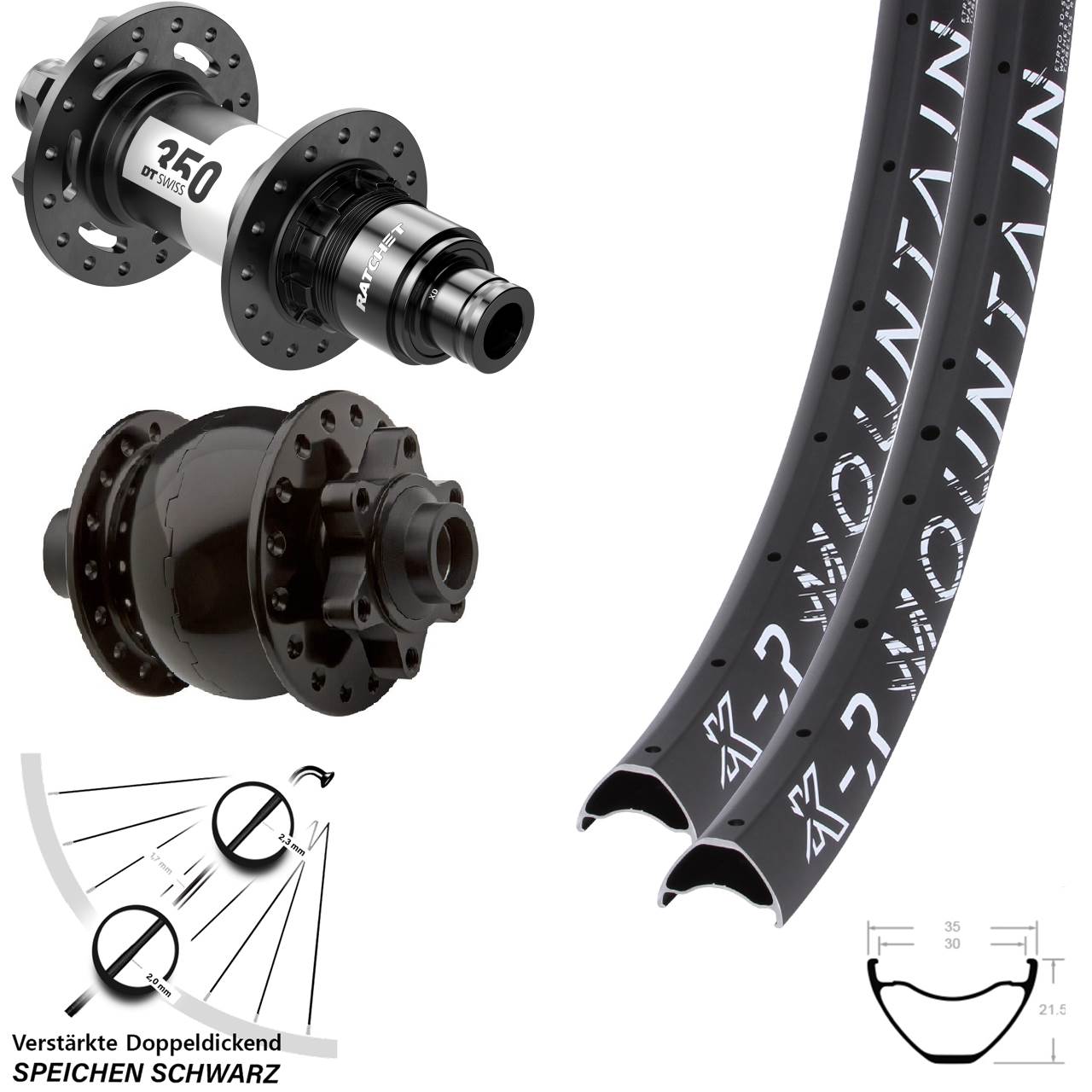 Laufradsatz 29 Zoll KX-R Mountain DT Swiss 350 SON 28 Disc XD 11-12 fach 15x100 12x142