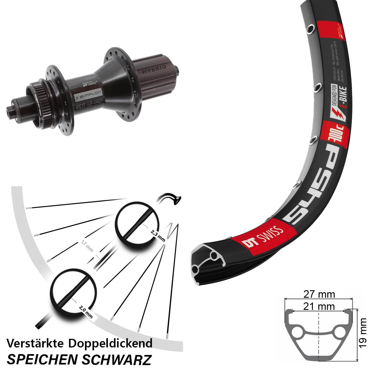 Hinterrad Centerlock 28 Zoll DT Swiss 545d-370 Hybrid 8-11 fach HG QR
