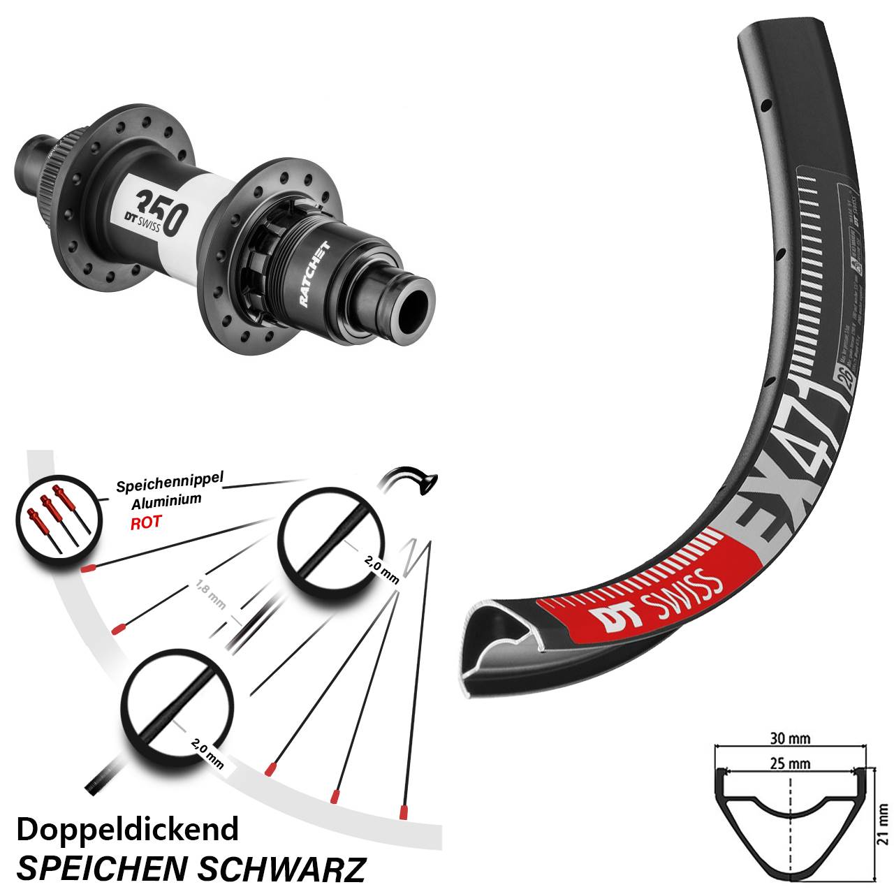 DT Swiss EX 471 27,5 Zoll Centerlock Hinterrad 350 XDR 12x142