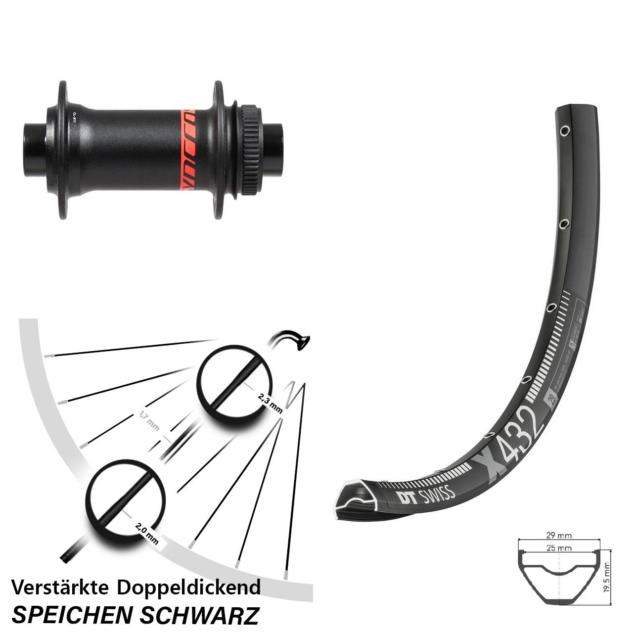DT Swiss X432 Formula 29 Zoll Centerlock Vorderrad 15x110 Boost