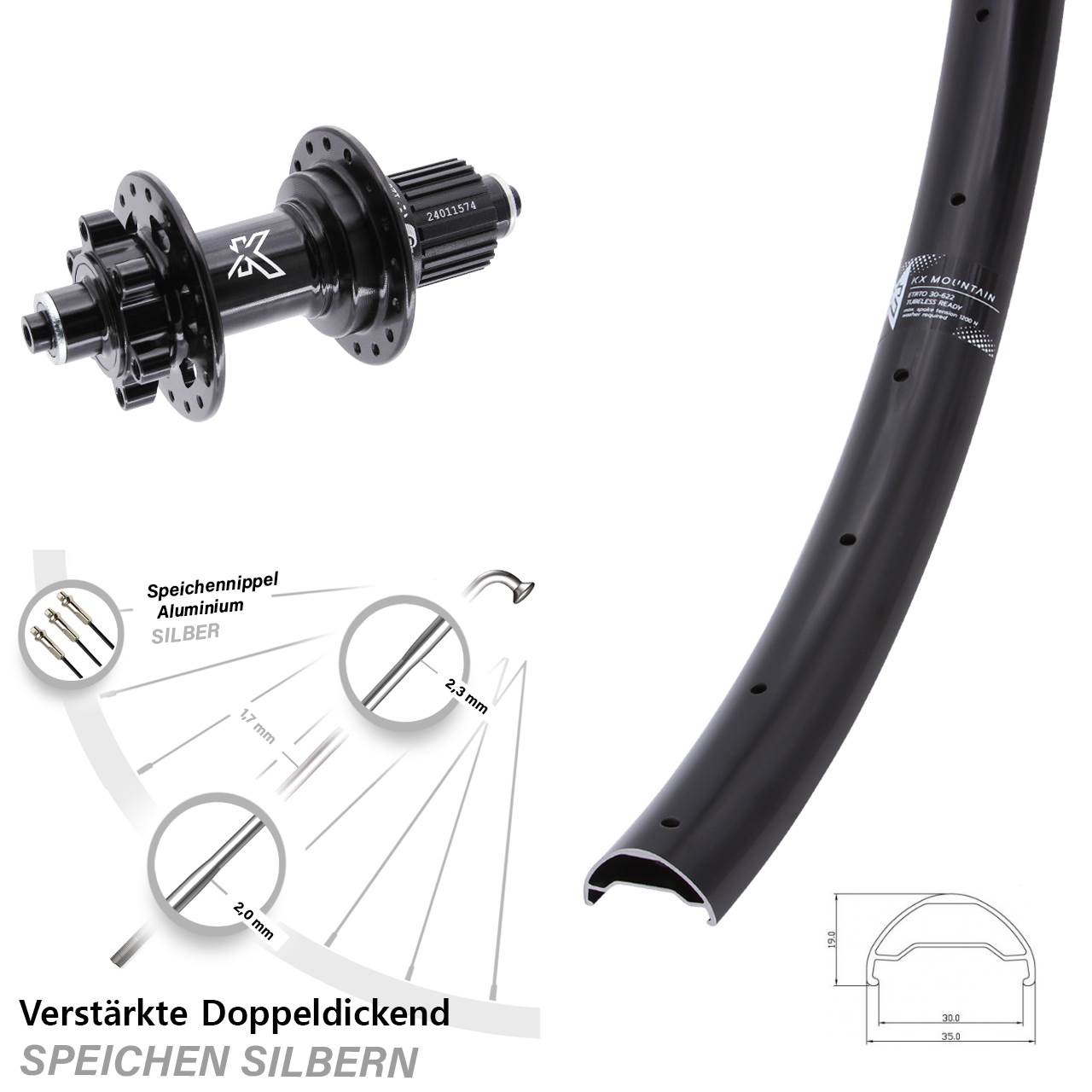 KX-M Mountain 29 Zoll 6-Loch Hinterrad für Schnellspanner Shimano Micro Spline