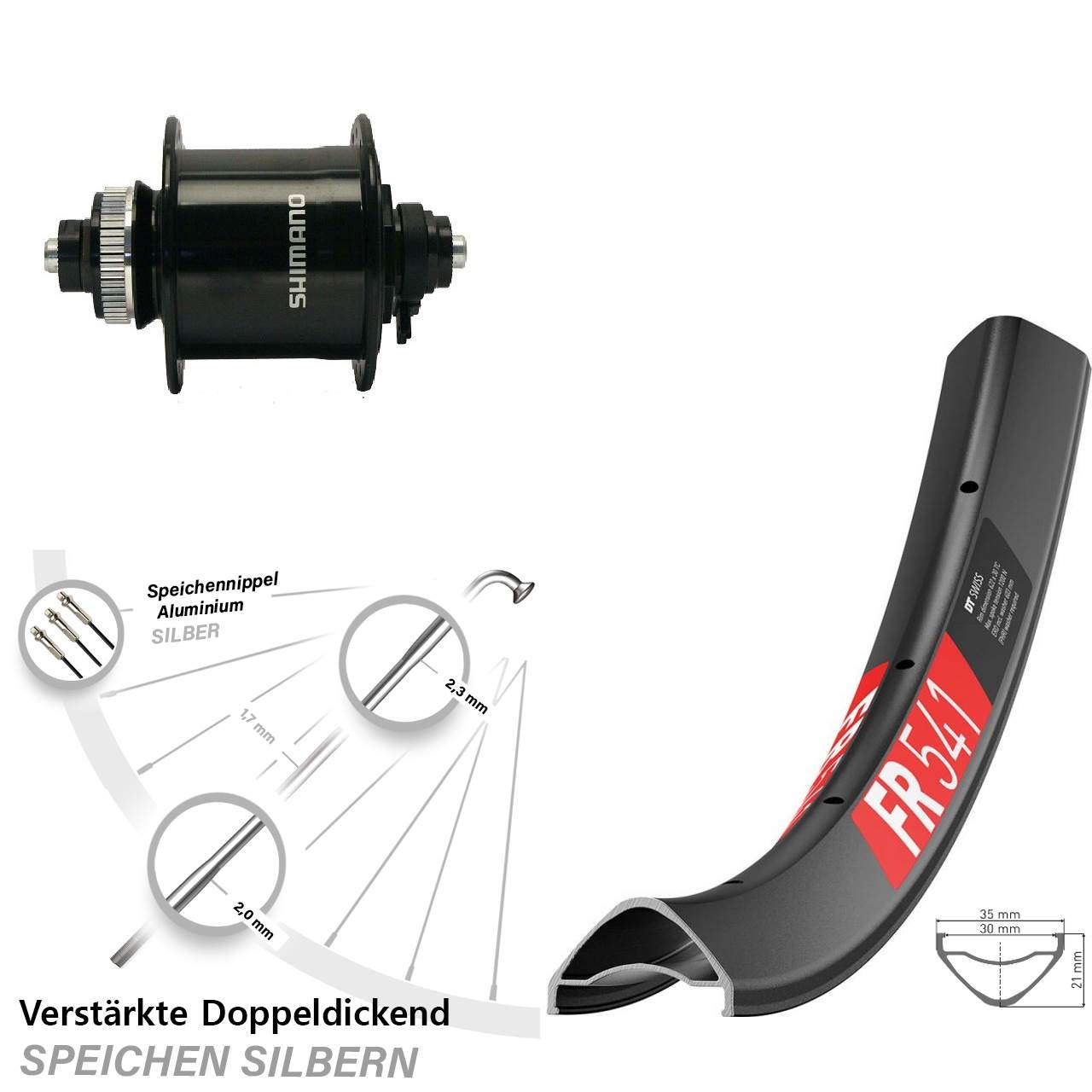 DT Swiss FR 541 Shimano DH-UR700 29 Zoll Centerlock Dynamovorderrad QR