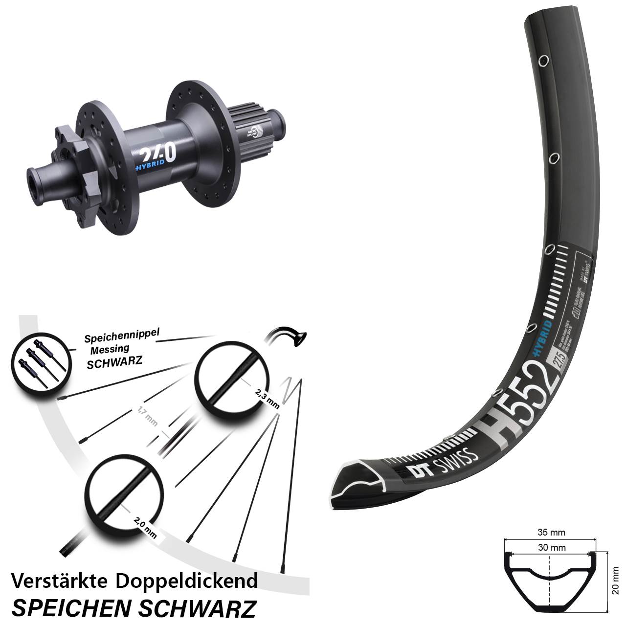 29 Zoll Hinteres Rad E-Bike Shimano Micro Spline H 552 DT Swiss 240 Hybrid Boost 12x148 mm
