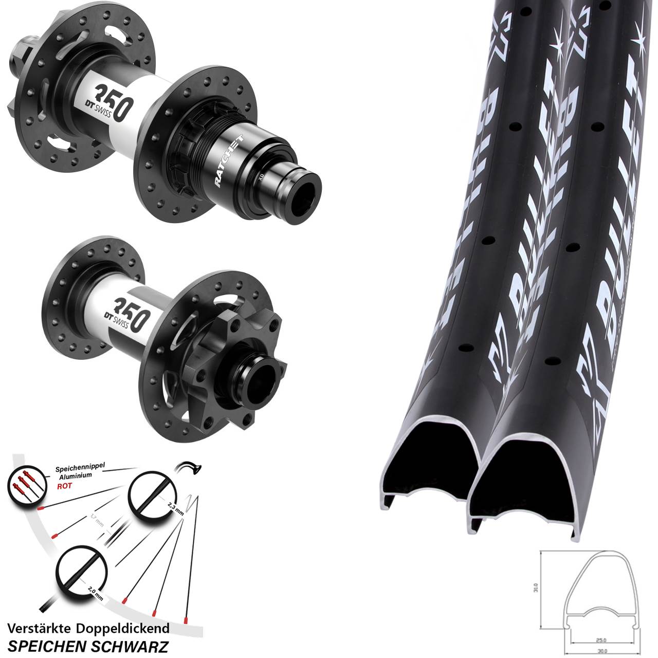 KX Bullet OS DT Swiss 350 29 Zoll Disc Laufradsatz 15x110 12x148 XD 11-12 fach
