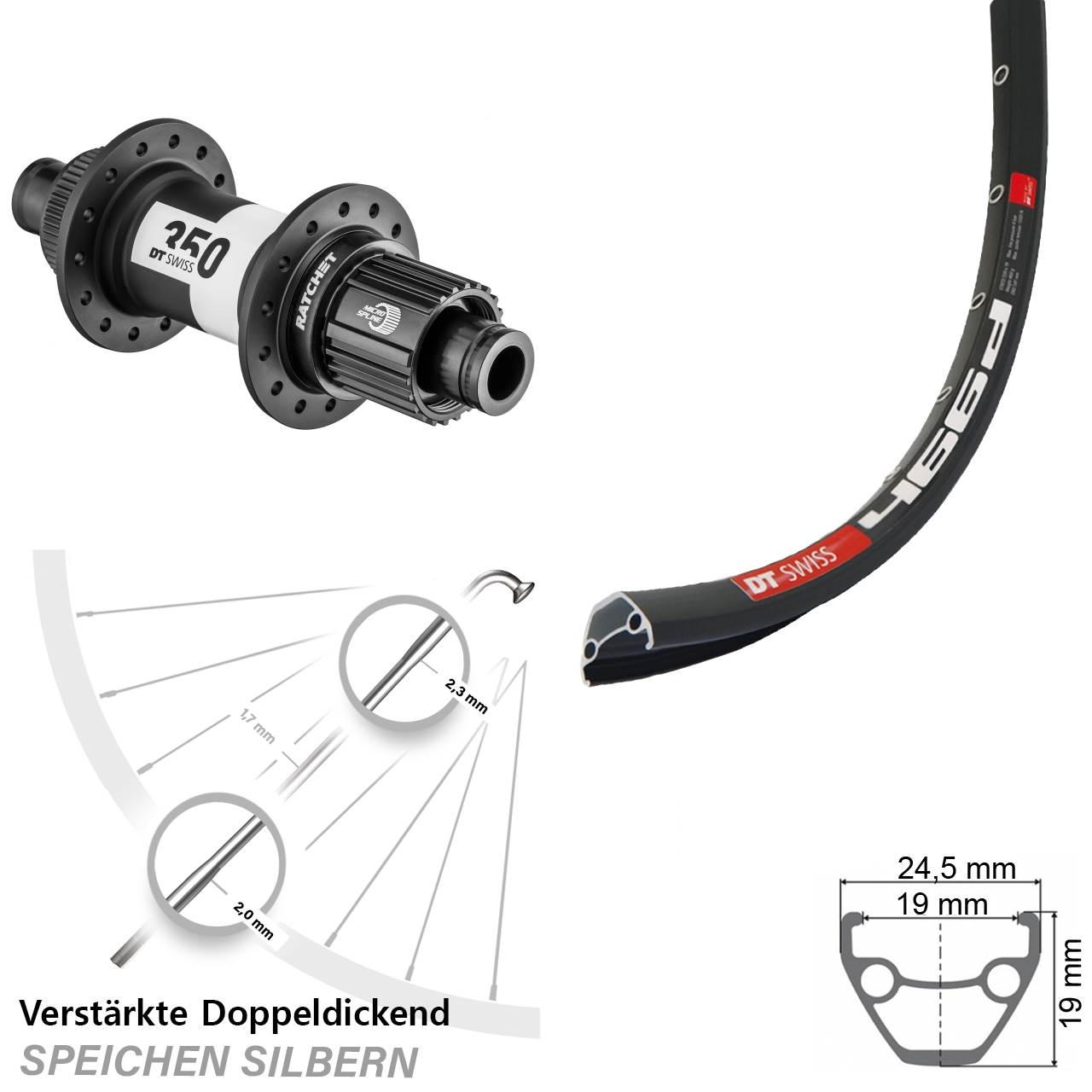 Disc Laufrad 12x142 28-29 Zoll DT Swiss 466d-350 Ratchet 36 Shimano Micro Spline