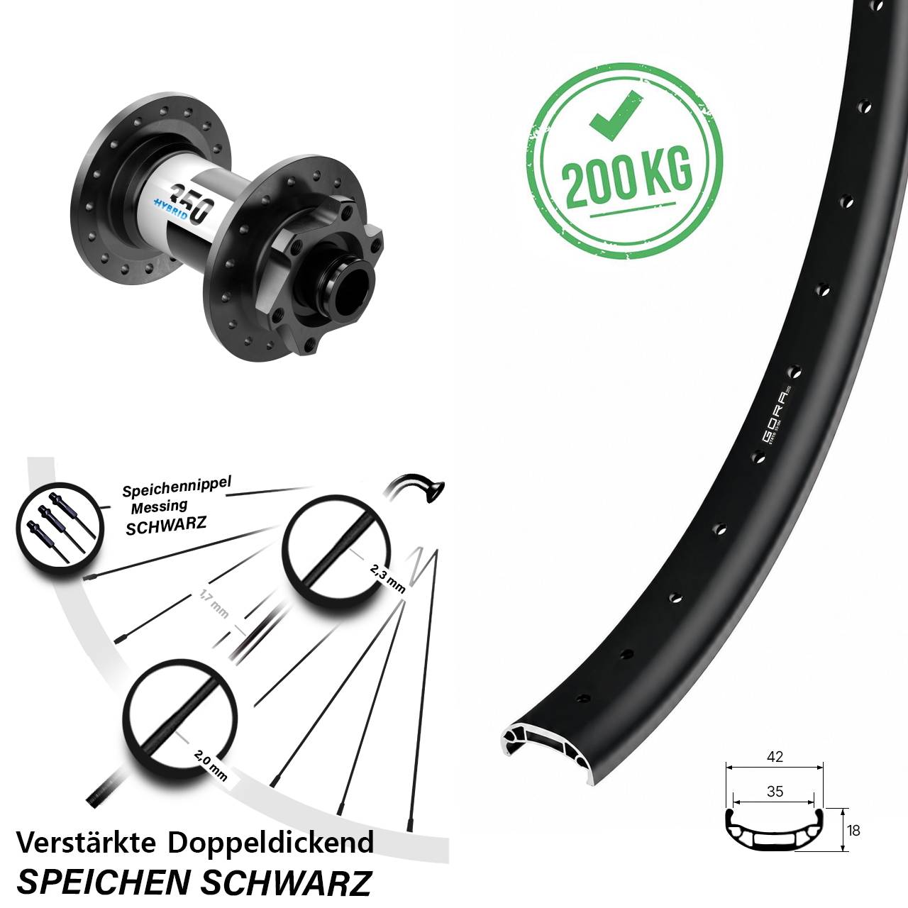 Disc Laufrad 27,5 Zoll Gora 35 Heavy Duty DT Swiss 350 Hybrid 15x100