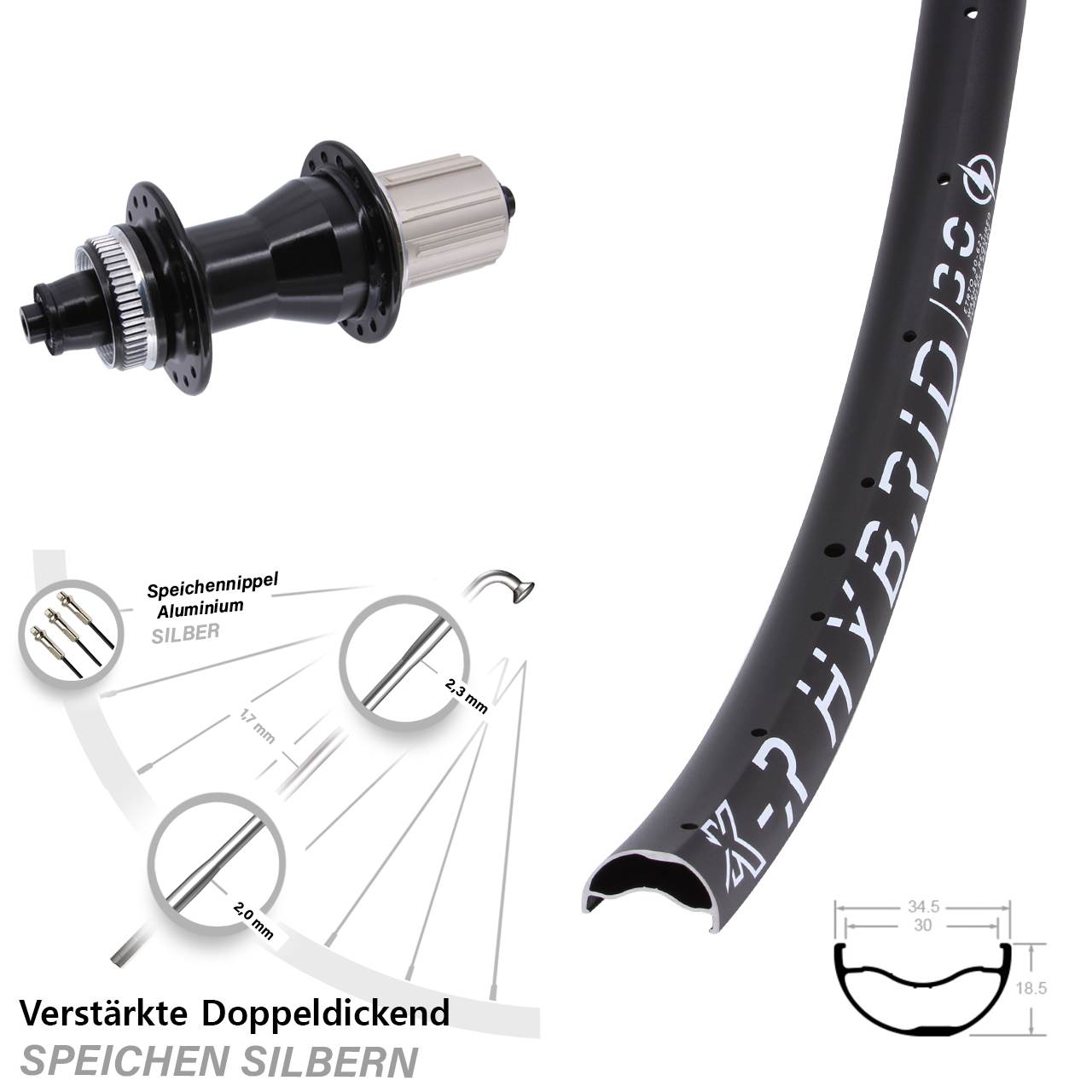 Hinterrad Centerlock 29 Zoll KX-R Hybrid 30 Novatec CL135 8-12 fach QR