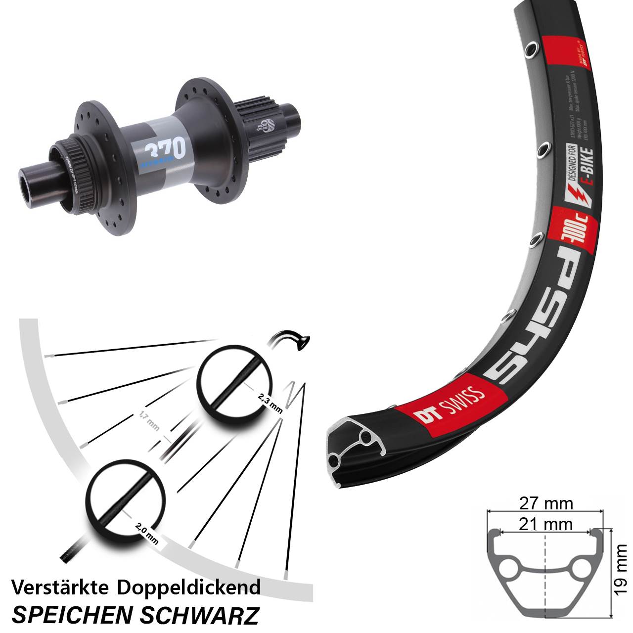 Boost Hinterrad 12x148 28-29 Zoll DT Swiss 545d 370 Hybrid Shimano Micro Spline