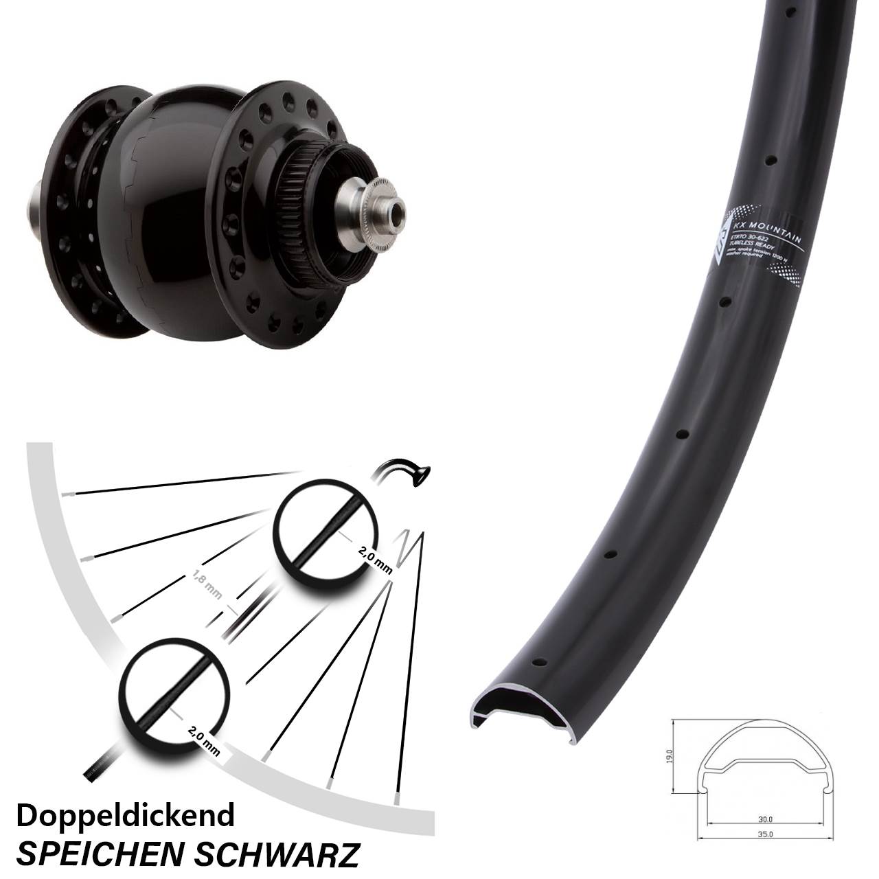 Centerlock Vorderrad mit Dynamo 29 Zoll KX Mountain SON 28 QR