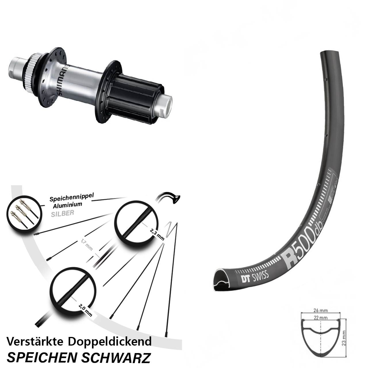 Disc Hinterrad 28-29 Zoll DT Swiss R 500 Shimano GRX 8-12 fach HG 12x142